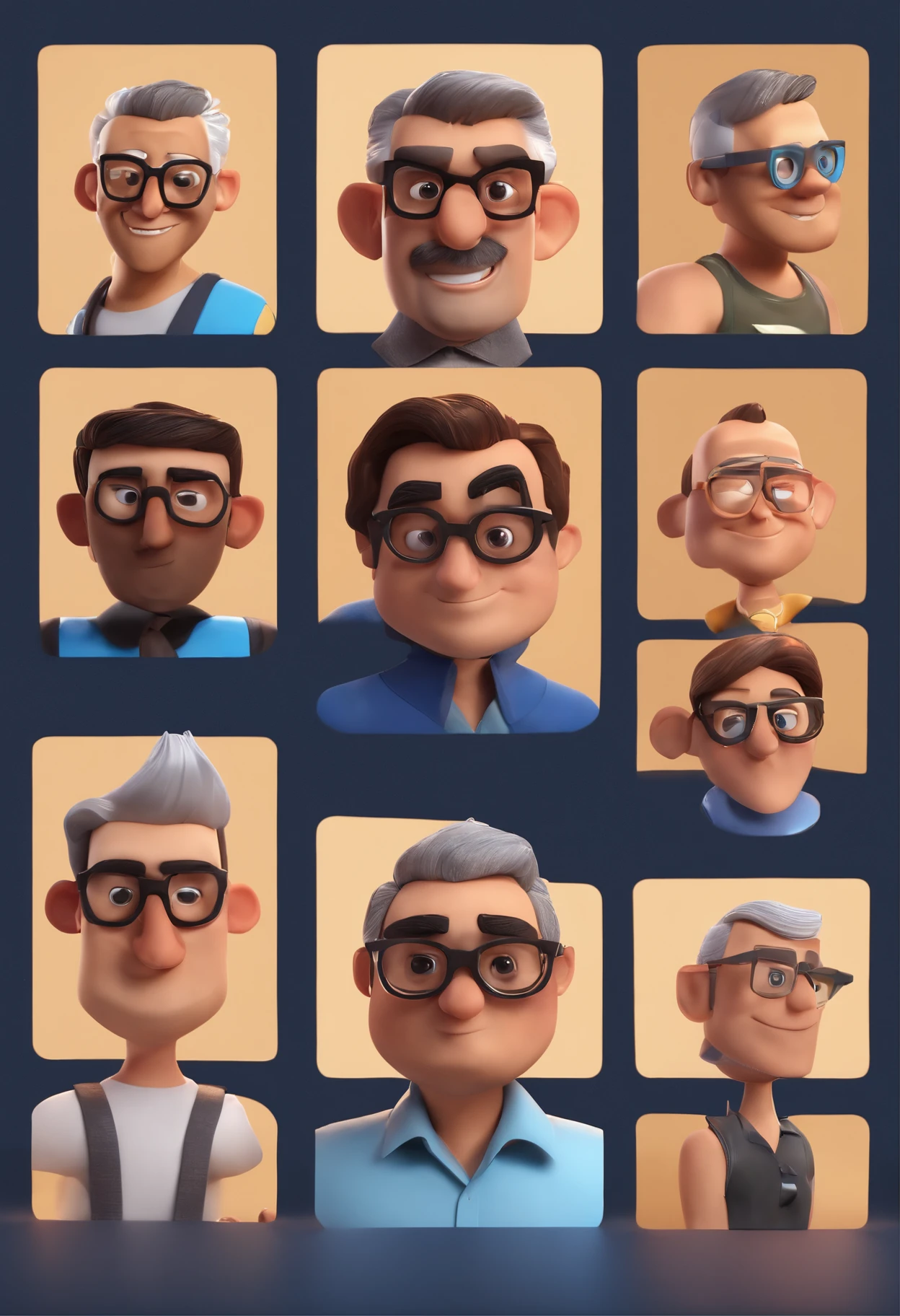 Cartoon character of a man with black glasses and a blue shirt, animation character, Caractere estilizado, animation style rendering, 3D estilizado, Arnold Maya render, 3 d render stylized, toon render keyshot, Personagem 3D, Personagem 3D, 3d rendering stylized, 3 d character render, personagem de desenho animado, Personagem de close up, Pose de personagem, (Estilo Pixar) (master part:1.2) (Bokeh) (best quality) (pele detalhada) (textura detalhada) (8k) (argila) (Cinematic lighting) (foco nítido