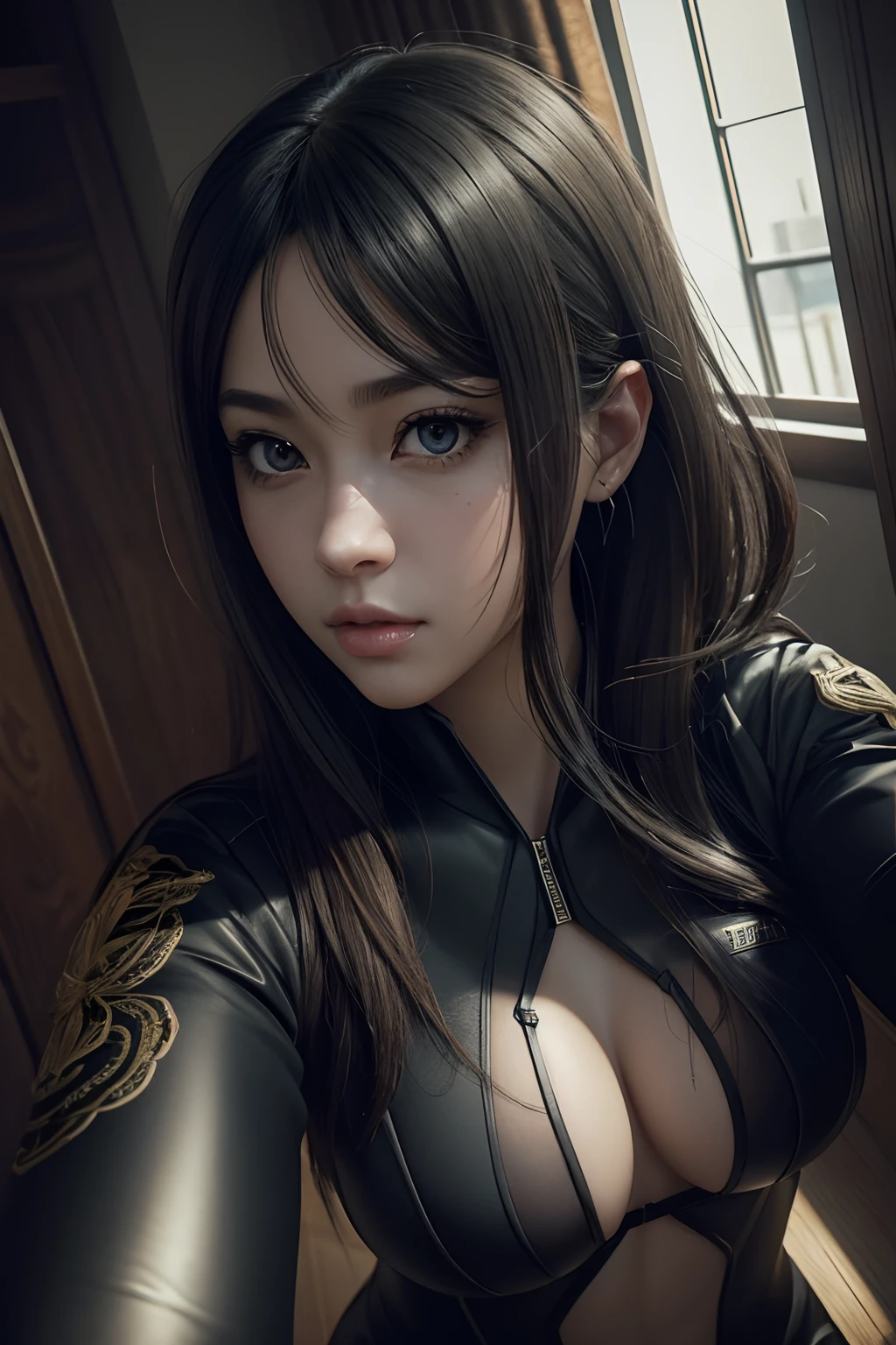 (Original) , (highly detailed wallpaper) , (Best Quality) , (masutepiece) , Photographic Reality, Realistic, Very detailed illustrations , Beautiful eyes, (Delicate face) , Perfect Detail, (The best lighting) , (super complex details) , Ultra-detailed, , Kogal,((Selfie)), ((Black Suit 1.5)), , 4K unified, (hyper detailed CG: 1.2) , (8K: 1.2) , Realistic, Octane Rendering