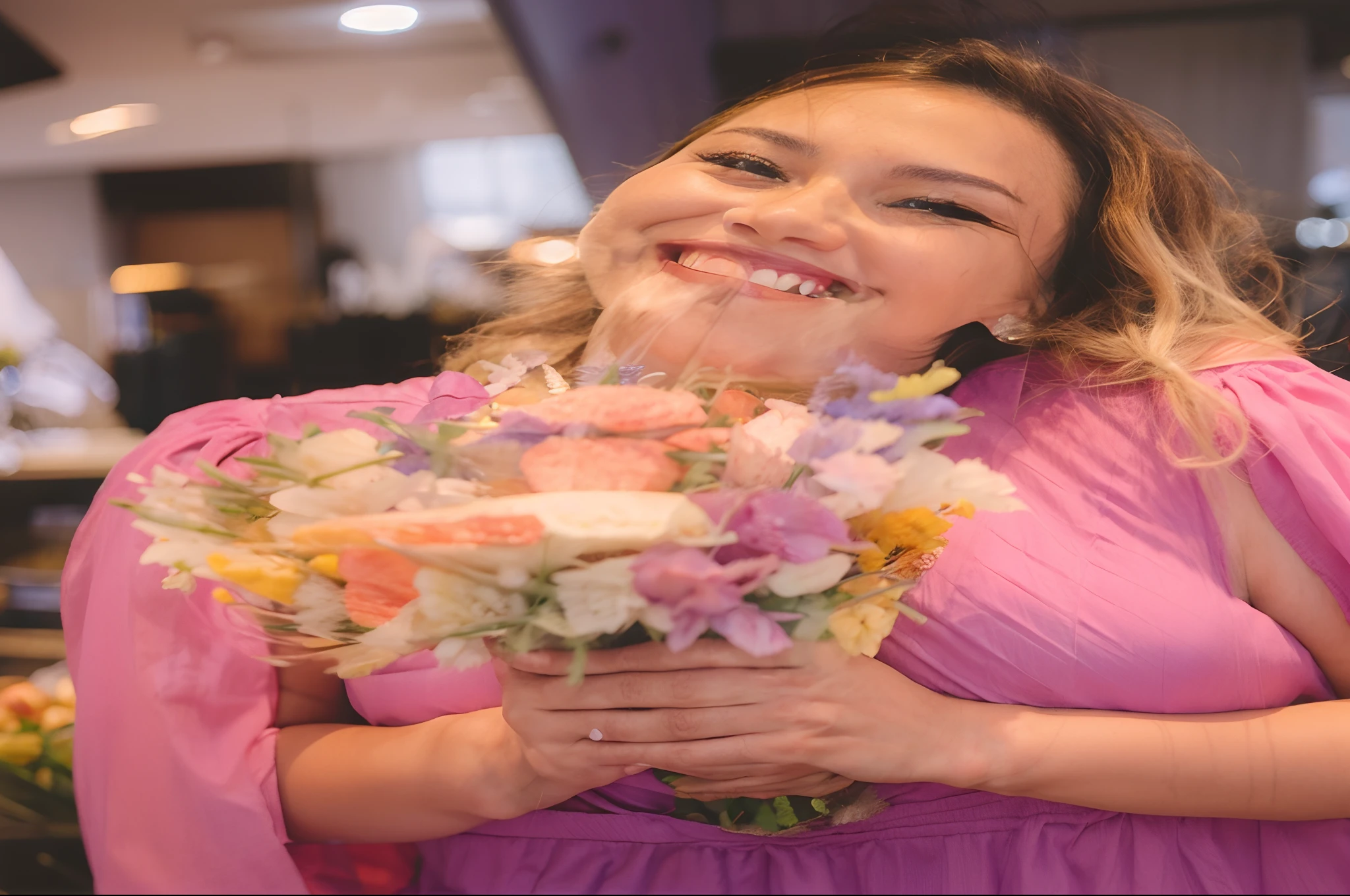 Sorrindo, loira,