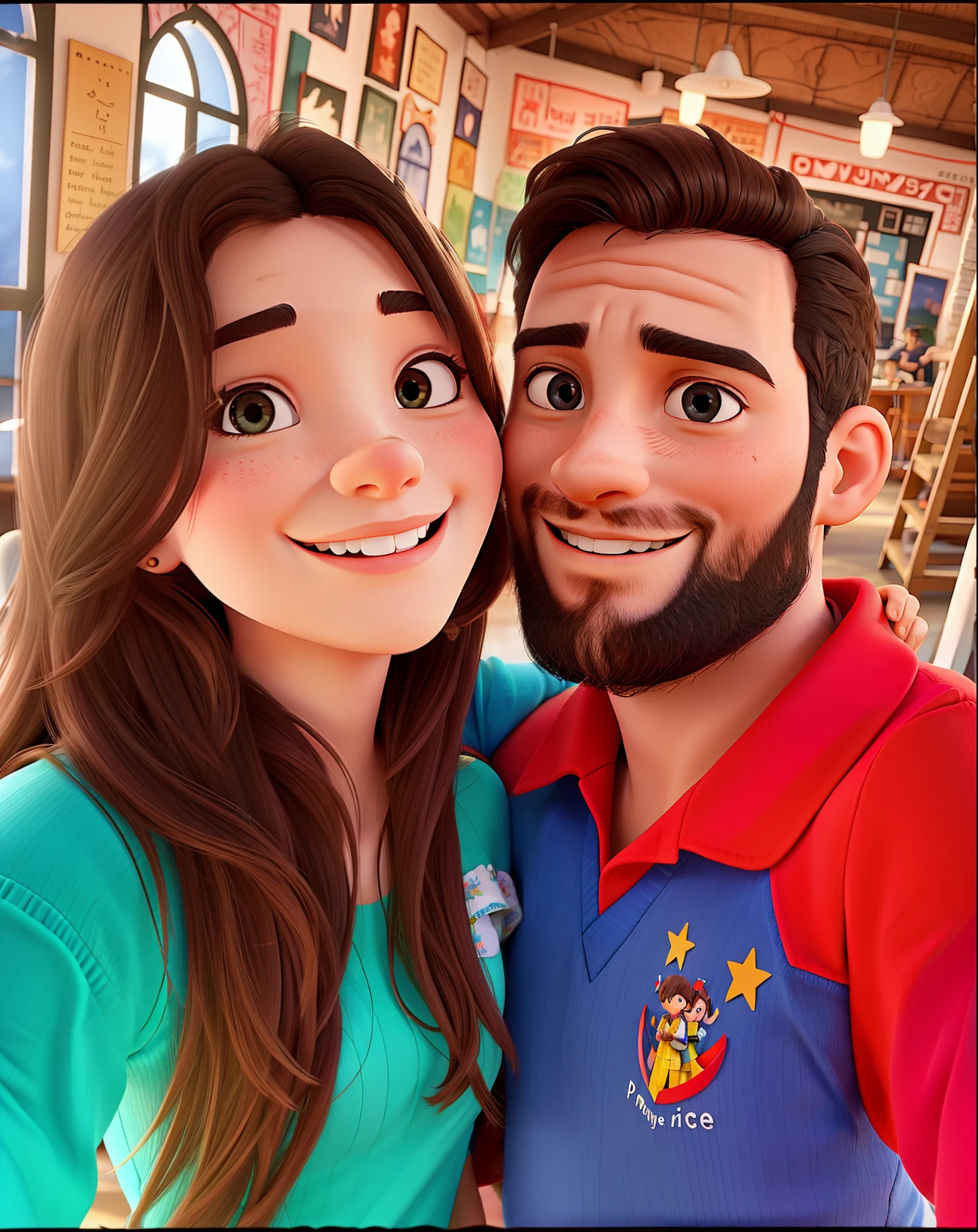 Couple taking a selfie in a cultural space