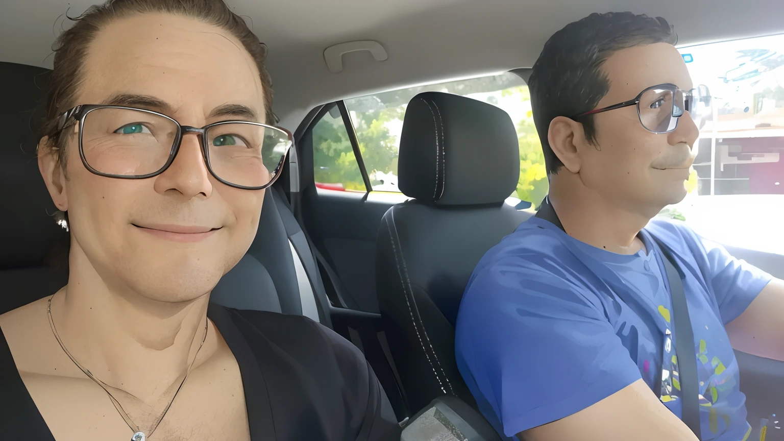 They're sitting in the back seat of a car with a man and a woman, back to us, vacation photo, sentada em seu carro, foto do perfil, momma and papa, driving, In Sao Paulo, imagem de perfil, em uma estrada, Andar na estrada, olhando desta forma, foto do snapchat, Foto POV, dirigindo um carro, carpool karaoke