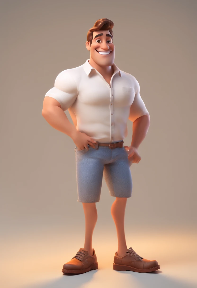 Smiling Man Illustration, sorriso insano, Homem de pele marrom com um sorriso gigante, happily smiling at the camera, sorriso atrevido, he's smiling, sorriso muito grande, Macho sorridente, foto de perfil headshot, rindo sorriso enorme, desenhando no estilo de Arte 3D, c4d, fundo de cor branco puro, estilo disney, estilo pixar render ilustracao Super Detalhe, 8k