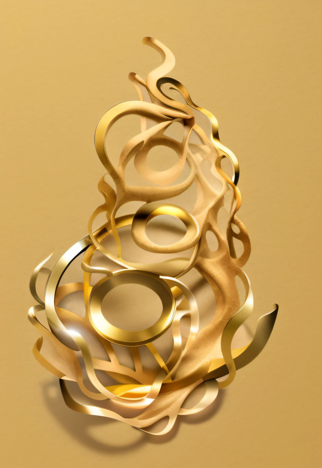 Gold details around 3 circles with edges being gold rings, Arte design, Minimalista