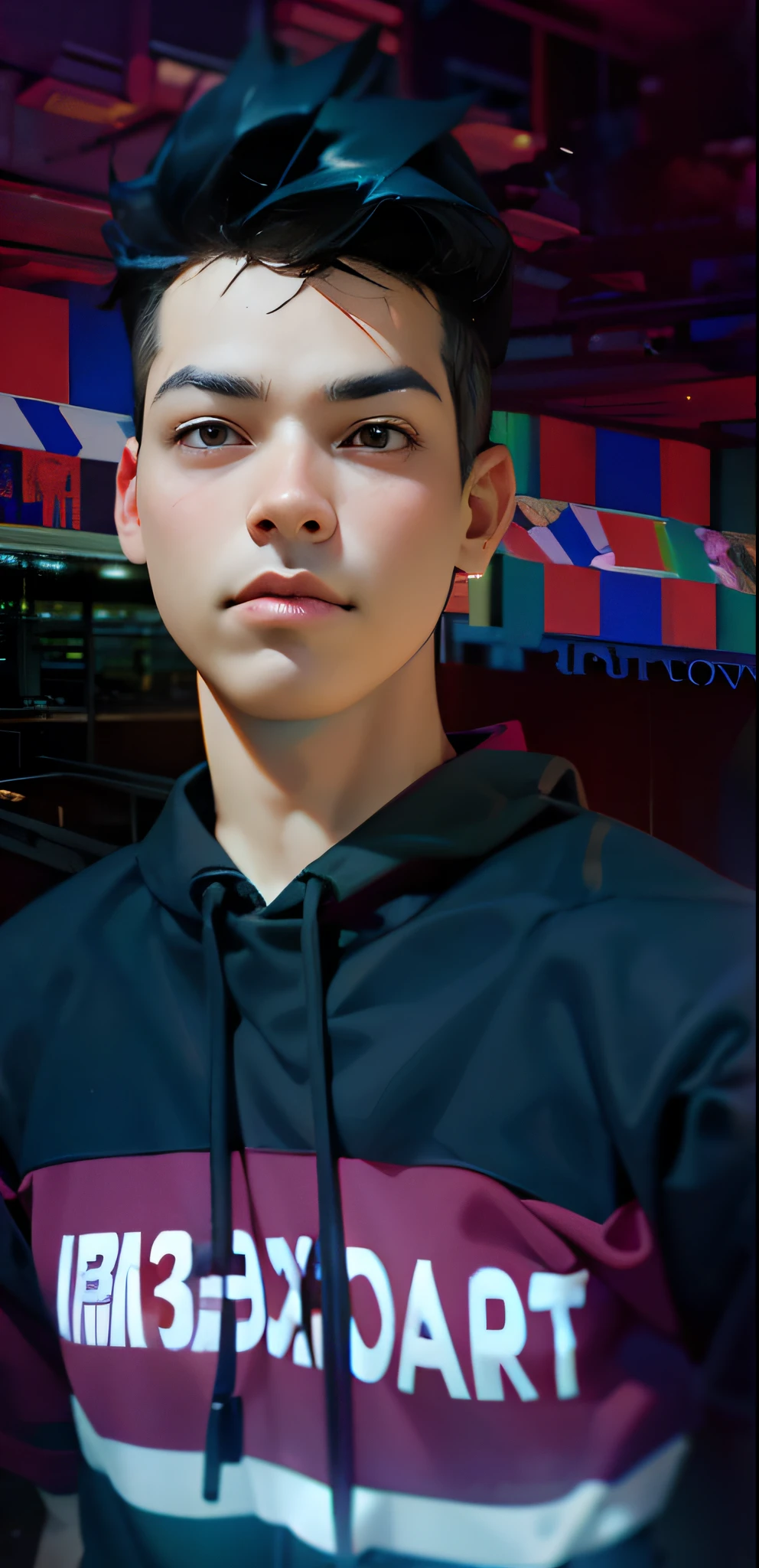 Generate a high-end, realistic, and 3D image of a confident, adult man with a strong and athletic build, standing in a modern urban setting with a stylish, professional appearance