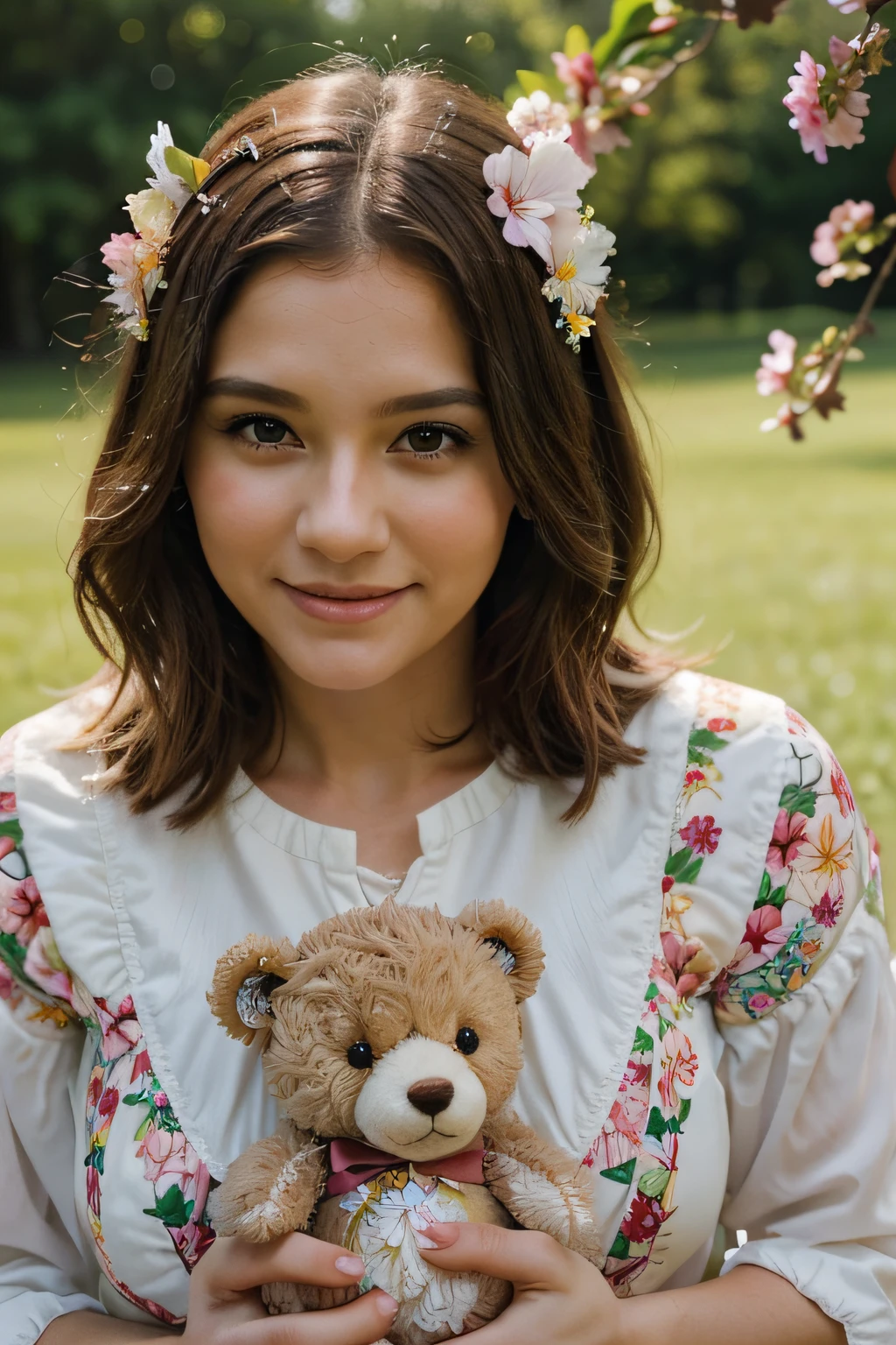 A closeup of a photo of a teddy bear and a heart with flowers, a digital rendering by Norma Bull, Tumblr, lyco arte, bordado borboleta, aesthetic cute with flutter, flores e borboletas, arte digital!!, Detalhes adicionais, seasons!! : 🌸 ☀ 🍂 ❄, Lovely, 👰 🏇 ❌ 🍃, 😃😀😄☺🙃😉😗