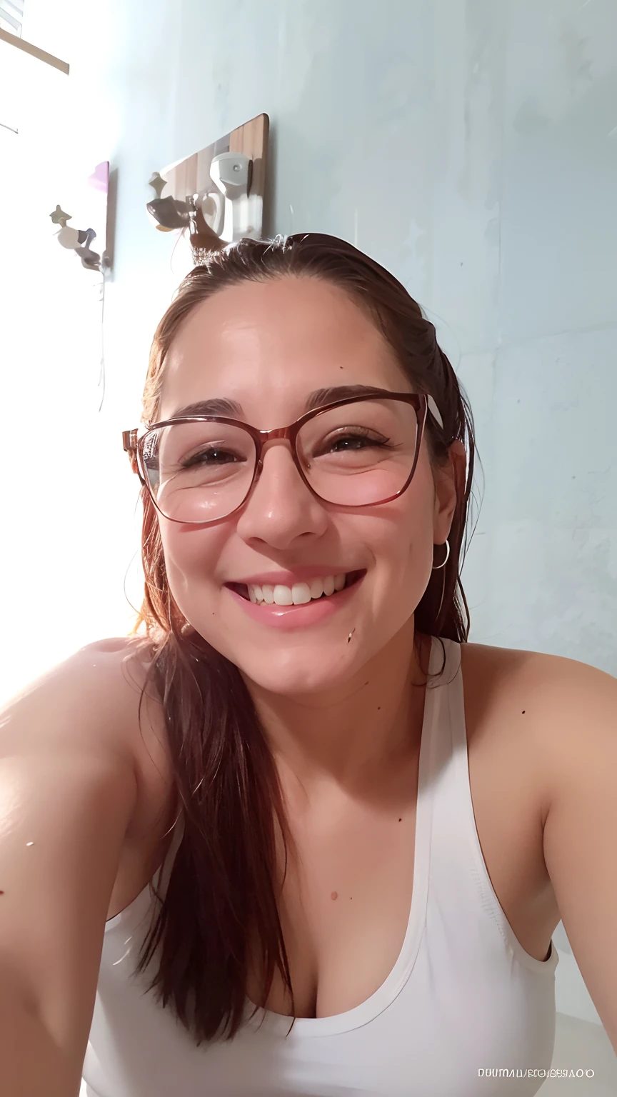 Showing off her big tits all wet full of horny