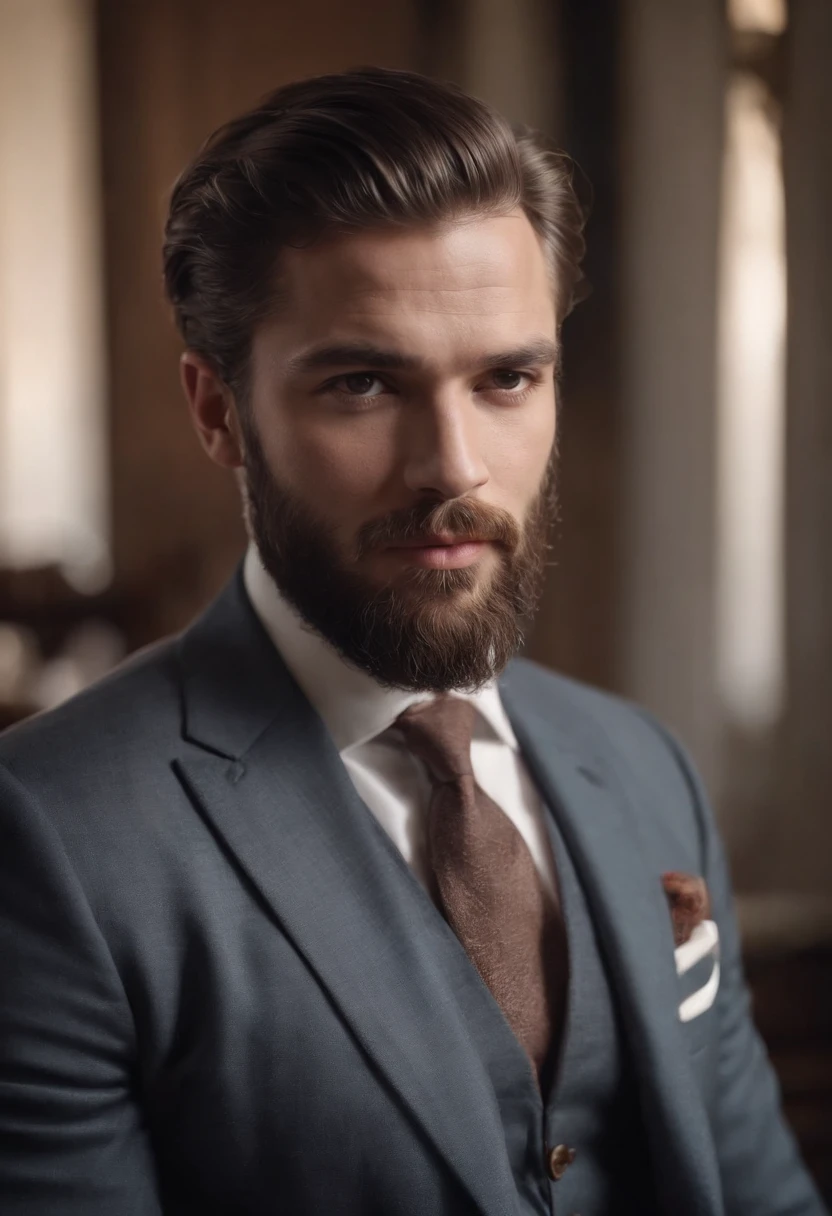Magnifique homme en costume , Belle barbe , cheveux courts, Executive Sexy Man, Terno donc
