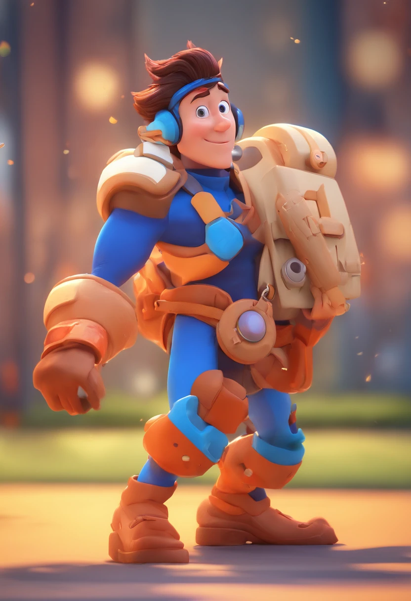 personagem dos desenhos animados de um homem com camisa azul, animation character, Caractere estilizado, animation style rendering, 3D estilizado, Arnold Maya render, 3 d render stylized, toon render keyshot, Personagem 3D, Personagem 3D, 3d rendering stylized, 3 d character render, personagem de desenho animado, Personagem de close up, Pose de personagem, (Estilo Pixar) (master part:1.2) (Bokeh) (best quality) (pele detalhada) (textura detalhada) (8k) (argila) (Cinematic lighting) (foco nítido