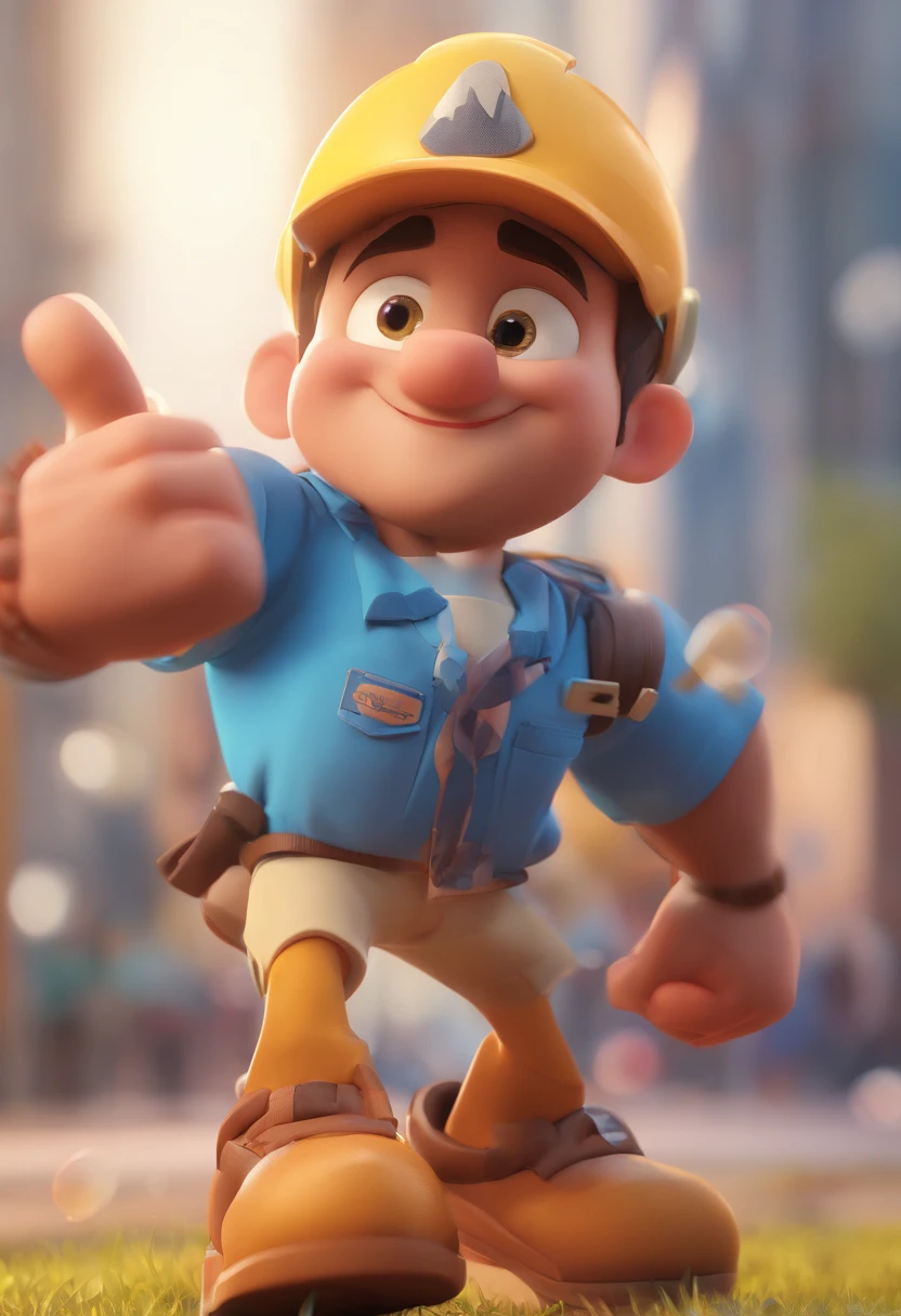 personagem dos desenhos animados de um homem com camisa azul, animation character, Caractere estilizado, animation style rendering, 3D estilizado, Arnold Maya render, 3 d render stylized, toon render keyshot, Personagem 3D, Personagem 3D, 3d rendering stylized, 3 d character render, personagem de desenho animado, Personagem de close up, Pose de personagem, (Estilo Pixar) (master part:1.2) (Bokeh) (best quality) (pele detalhada) (textura detalhada) (8k) (argila) (Cinematic lighting) (foco nítido