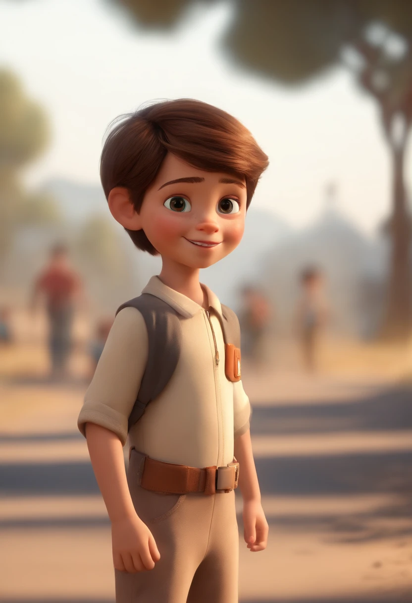 a happy cute ??? standing short hair, vestindo uma fantasia espacial, , fundo branco, barnet, Tom, Estilo Pixar, ....3d, desenhos animados, rosto detalhado, asymmetrical 16k