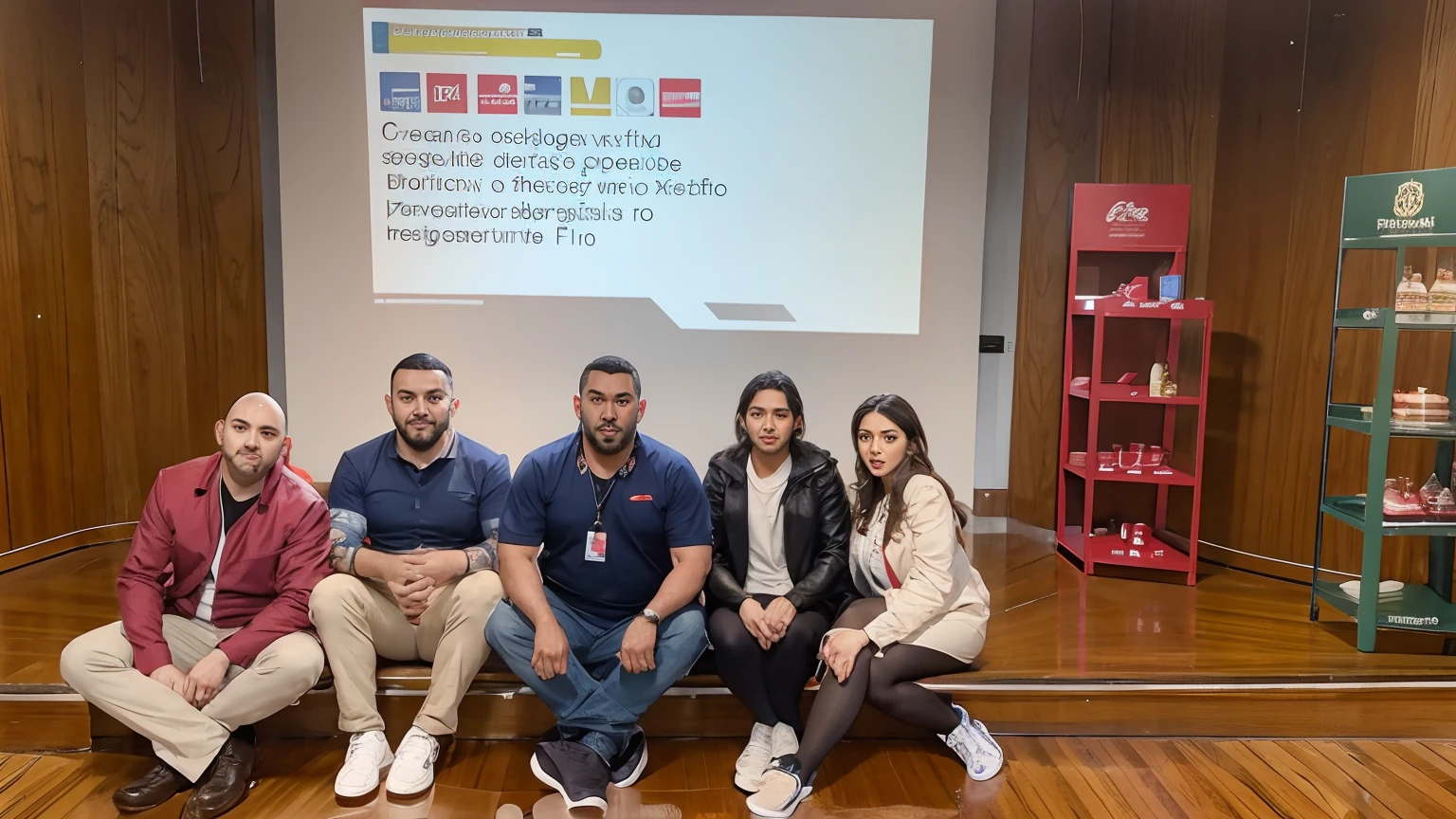 Several people sitting on a stage with a projector screen behind them, In Sao Paulo, f 2, f2, f 4, f4, Chile, São Paulo, Directed by: Nandor Soldier, frontal, Directed by: Teresa Fasolino, profissional, Redes Sociais, em pif, tutorial, F42, PP, vitrine, Canva
