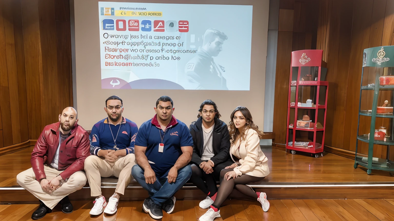 Several people sitting on a stage with a projector screen behind them, In Sao Paulo, f 2, f2, f 4, f4, Chile, São Paulo, Directed by: Nandor Soldier, frontal, Directed by: Teresa Fasolino, profissional, Redes Sociais, em pif, tutorial, F42, PP, vitrine, Canva