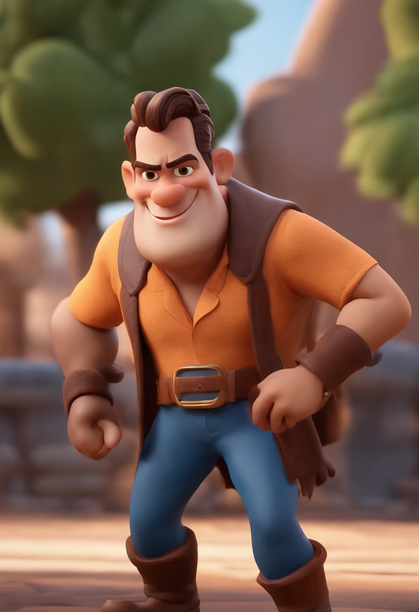 Personagem de desenho animado de um homem  com barba baixa e terno preto, um personagem animado, Caractere estilizado, animation style rendering, 3D estilizado, Arnold Maya render, 3 d render stylized, toon render keyshot, Personagem 3D, Personagem 3D, 3d rendering stylized, 3 d character render, personagem de desenho animado, Personagem de close up, Pose de personagem, (Estilo Pixar) (master part:1.2) (Bokeh) (best quality) (pele detalhada) (textura detalhada) (8k) (argila) (Cinematic lighting) (foco nítido，Senta e vaza a parte superior do corpo