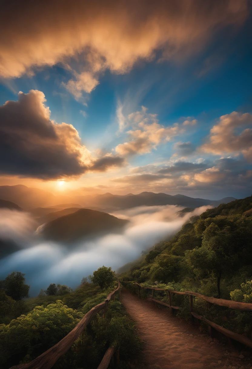 (Beautiful Sky Blue Flow Overlay Magical Scenery), (heaven), (nuvem), soft lighting, fundo limpo, beautiful sky landscape, master part, alta qualidade, graphics beautiful, High detail,pintado por Thomas Kincaid, art-station, foco nítido, Inspiring 8K wallpapers,