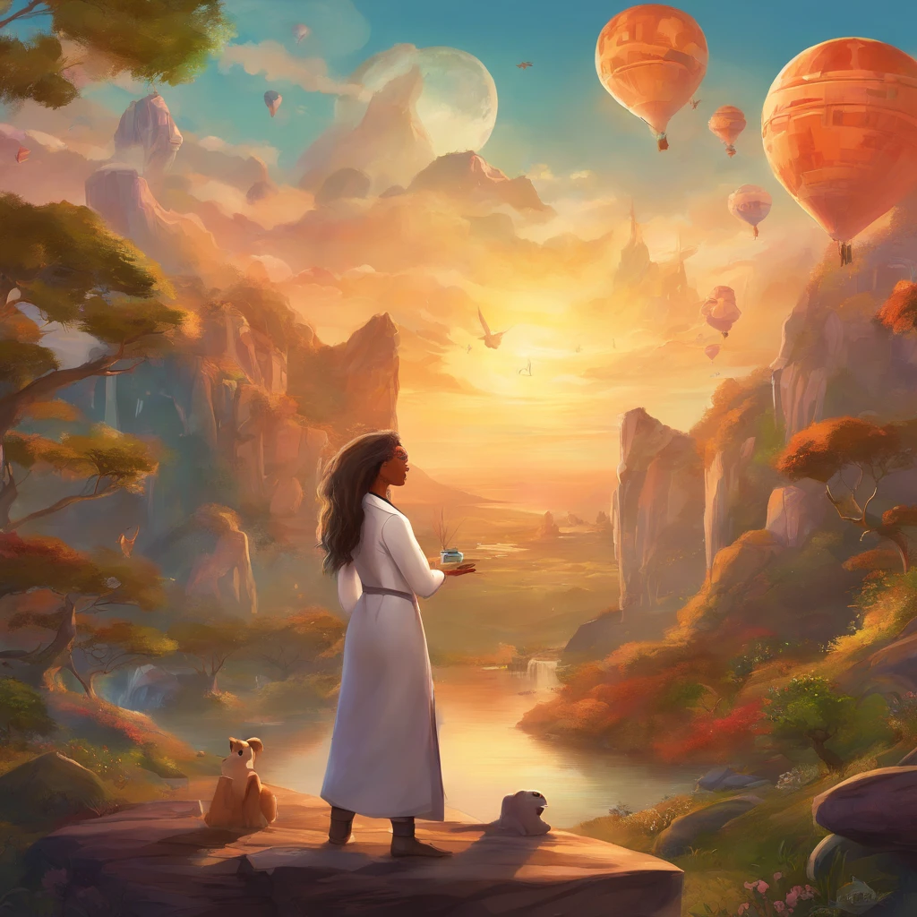 Create a poster in the style of DISNEY PIXAR 8k movies, and write the Title: Psi Edsuzancley: The setting should be a beautiful realistic doctor's office, com cores claras e tons de azul, ample space. A imagem principal deve ser de uma mulher de 45 anos, Um bela psicologa com pele branca, Longas, cabelo com mechas loiras e soltos a mulher com um sorriso no rosto, Wearing glasses and dressed like a doctor. The woman must occupy up to 30% da imagem, at the top should have the title with font and PIXAR DISNEY style.