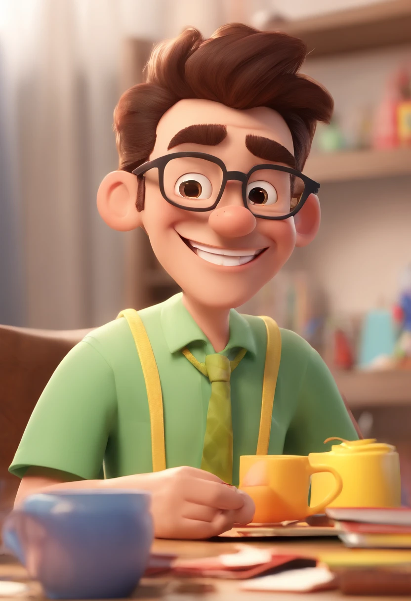 Smiling Man Illustration, sorriso insano, Homem de pele marrom com um sorriso gigante, happily smiling at the camera, sorriso atrevido, he's smiling, sorriso muito grande, Macho sorridente, foto de perfil headshot, rindo sorriso enorme, desenhando no estilo de Arte 3D, c4d, fundo de cor branco puro, estilo disney, estilo pixar render ilustracao Super Detalhe, 8k