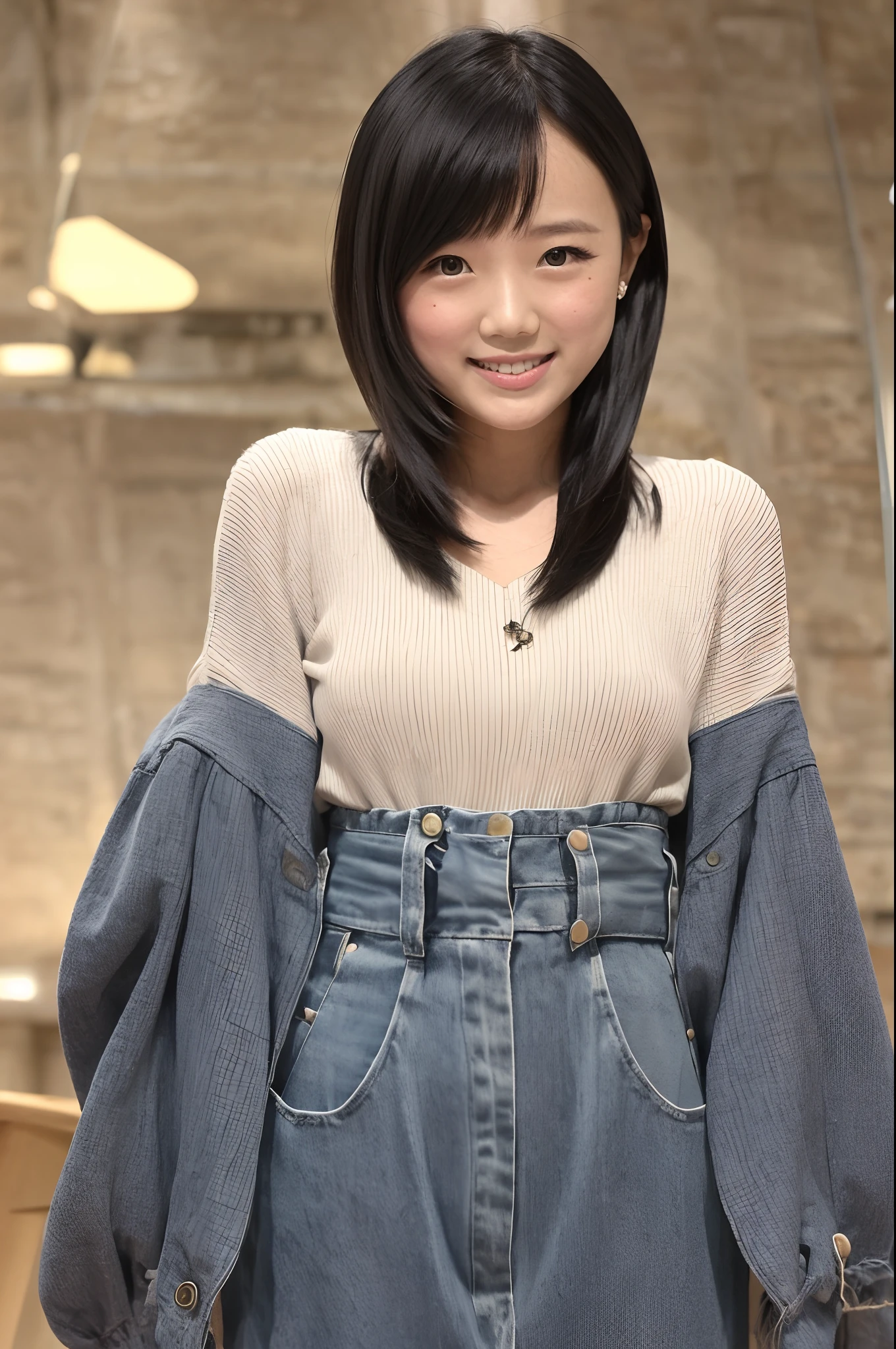 Create an image of a girl similar to Yui Arakaki. Focus especially on the atmosphere around the eyes and hair style, And draw a person with an impression similar to her. pure, Adopt a bright smile or elegant expression similar to her. You can freely arrange your outfit and background, however、Express her cleanliness and natural charm、NSFW