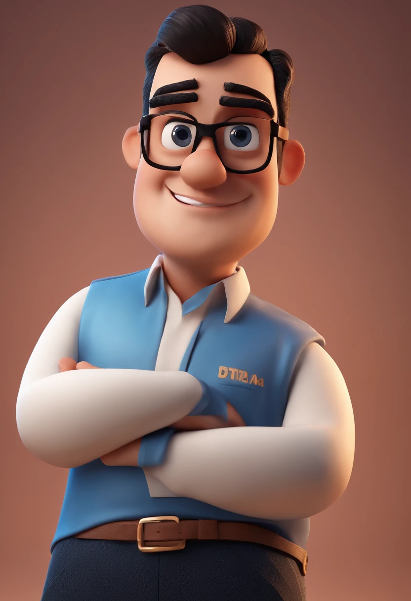 Cartoon character of a man with black glasses and a blue shirt, animation character, Caractere estilizado, animation style rendering, 3D estilizado, Arnold Maya render, 3 d render stylized, toon render keyshot, Personagem 3D, Personagem 3D, 3d rendering stylized, 3 d character render, personagem de desenho animado, Personagem de close up, Pose de personagem,  (Estilo Pixar) (master part:1.2) (Bokeh) (best quality) (pele detalhada) (textura detalhada) (8k) (argila) (Cinematic lighting) (foco nítido