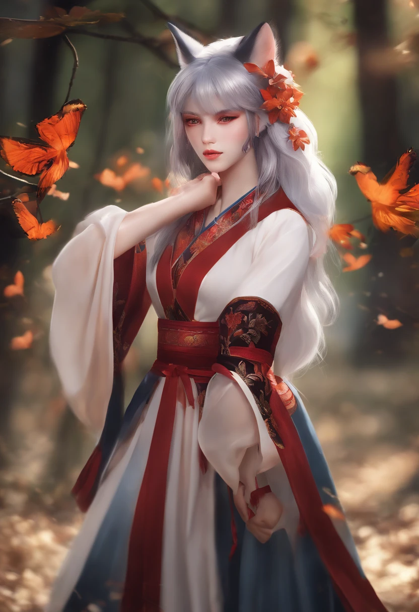 1girl,sozinho,, Arte Oficial, Unity 8k papel de parede, ultra detalhado, Beautiful and Aesthetic, Beautiful, master part, best quality,, Bruxa Kitsune, fox mask, jaqueta haori, foxfire spell, raposa familiar, morphing,