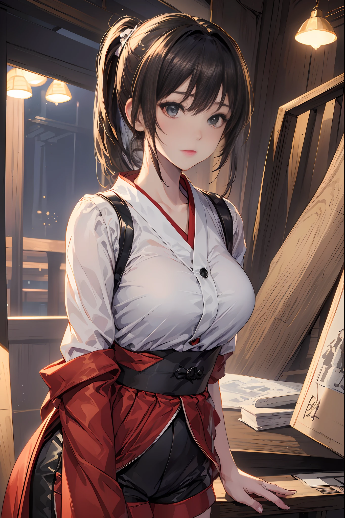 ((best quality ,masterpiece, top quality, ultra detailed, high-resolution, HDR, unity 8k wallpaper, extremely detailed CG, beautiful detailed, depth, fine-textured, super fine, crisp)), Room, Window, student council room, beautiful professional lighting , beautiful deatailed shadow, beautiful intricate composition, 1 Girl, (open shirt:1.8),(show off nipples:1.6), (exposing bare breasts:1.3), (exposed chest:1.3), (no bra:1.3) Detailed eyes:1.3, Detailed face:1.3, Change the expression without changing the face:1.5, mysterious, very bright colors, Soft Smile, looking at the viewer,beautiful fingers, beautiful hands, fingertip, nail, (pale red eyes:1.6), (short hair), (black hair) , small breasts, (eyelashes), slender, ponytail, (parted_bangs), shinomiya_kaguya, (perferct fingers), (perferct hands),kaguya shinomiya,folded ponytail, dress, collarbone, black dress, (school uniform), (shuuchiin academy school uniform), long sleeves, armband, ribbon, (red ribbon, neckband), (shy), (blush), smile,skirt lift by myself