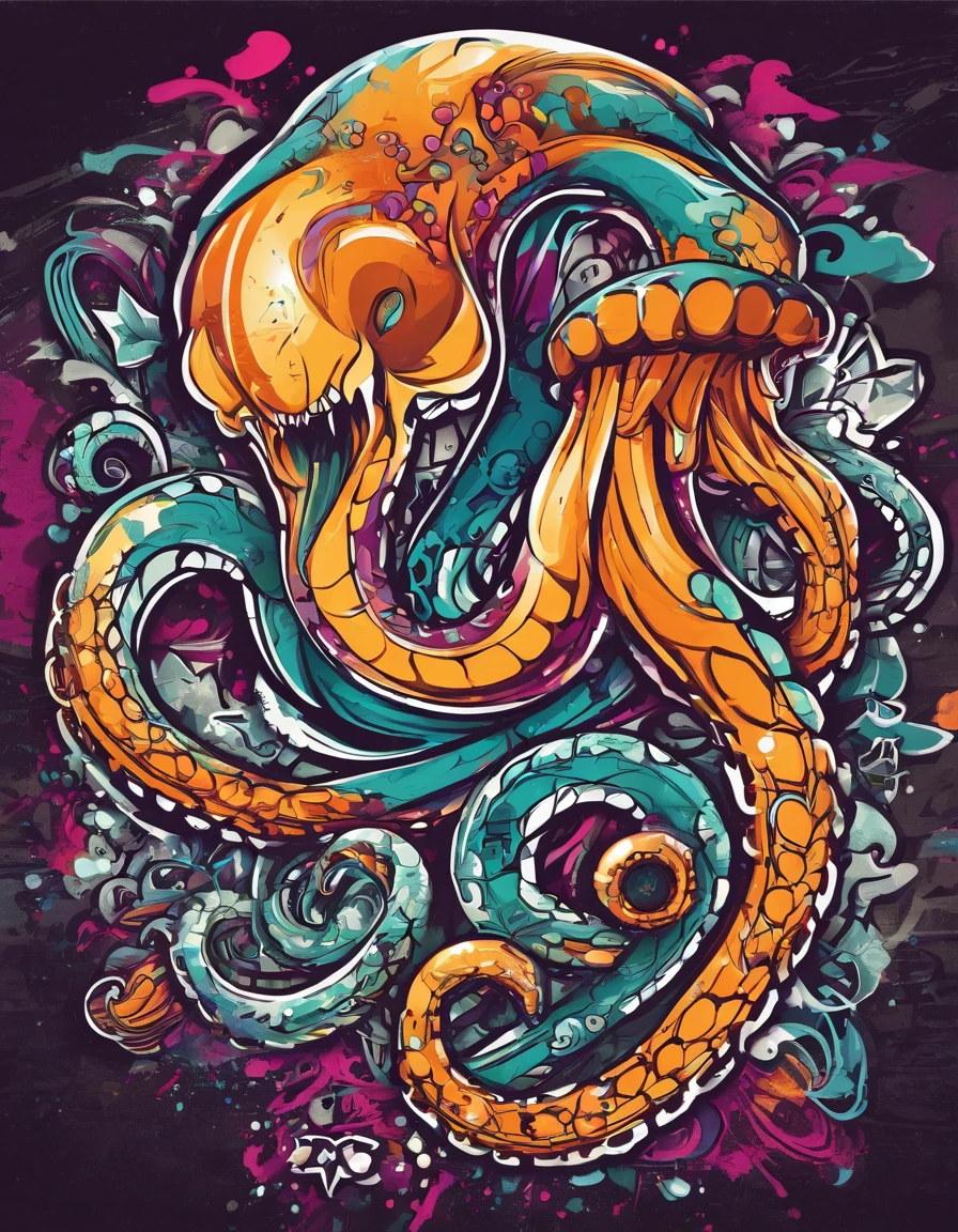 Prompt: graffiti,Sticker design, octopus shape, 2D, vintage, line art, white border
full picture, high resolution high contrast