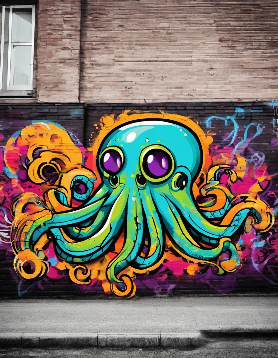 Prompt: graffiti,Sticker design, octopus shape, 2D, vintage, line art, white border
full picture, high resolution high contrast