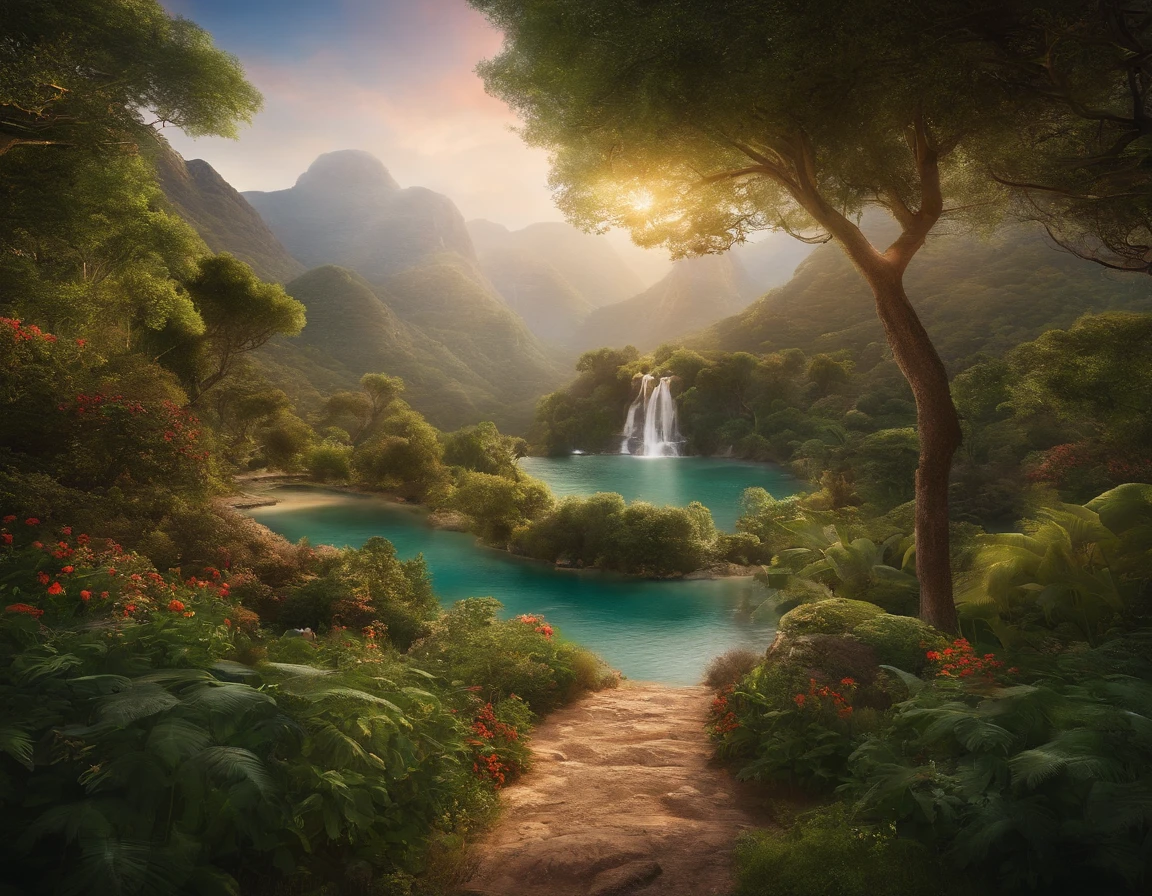 Assim, Eden was prepared as a perfect paradise, a place where Adam and Eve would live in communion with God and nature, Surrounded by the Beauty and Harmony of Divine Creation.