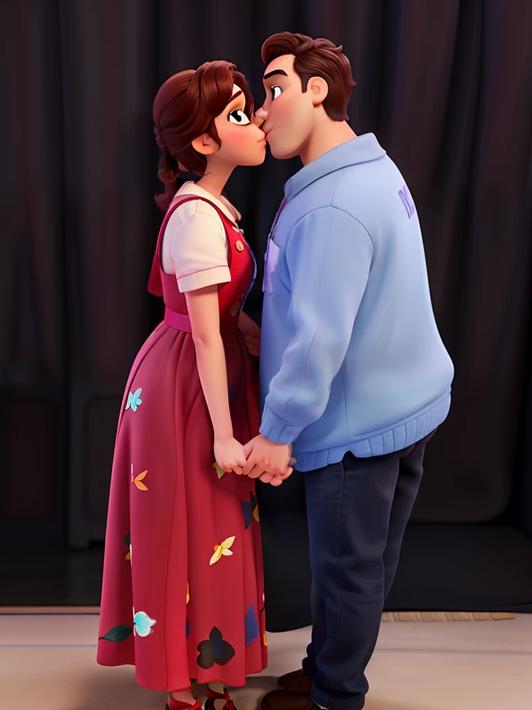 Casal se beijando, estilo pixar