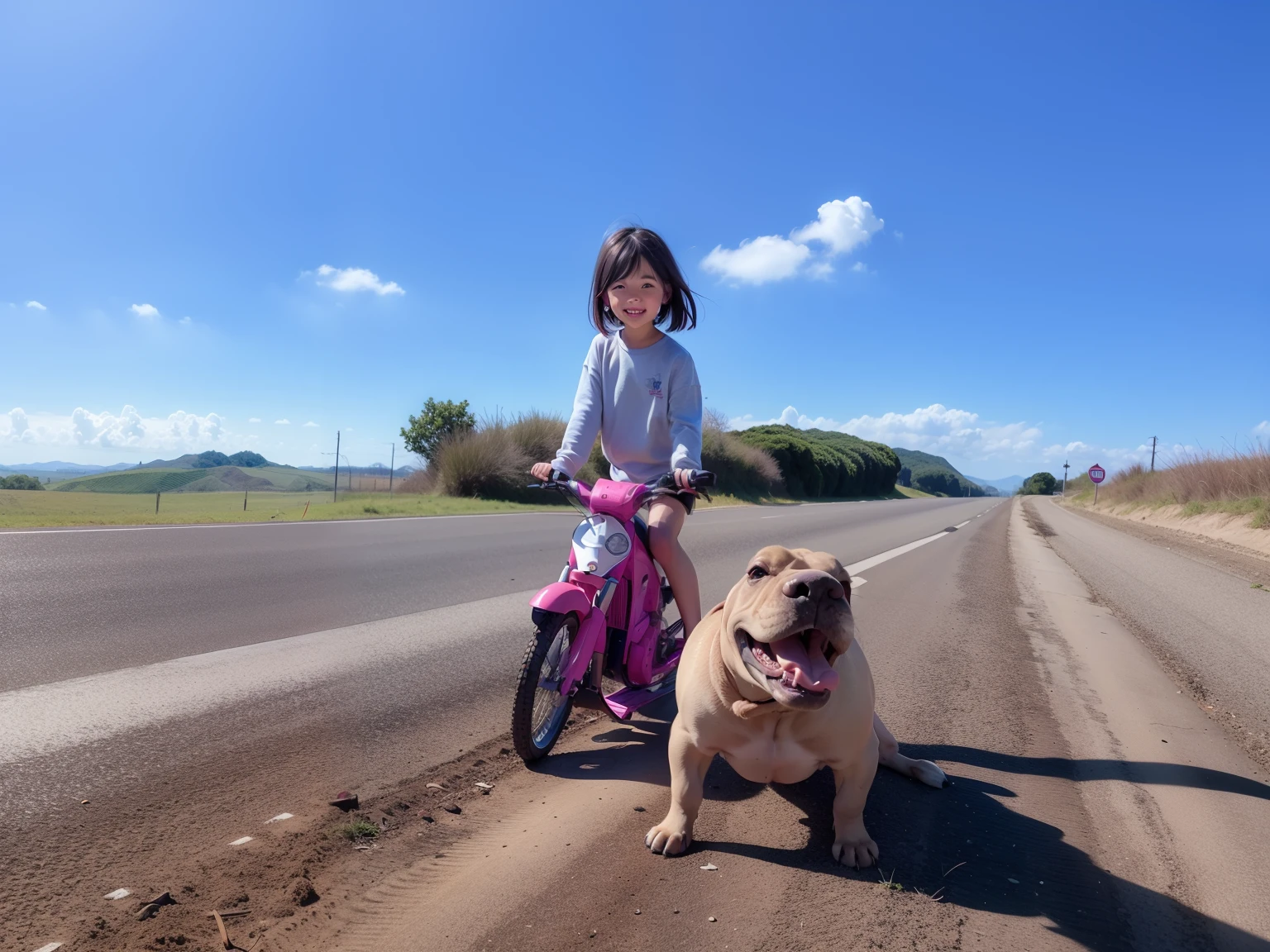 There's a  girl riding a little purple bike with a dog, Tomado com Sony Alpha 9, Andar na estrada, Tiro no iPhone 1 3 Pro Max, andar de bicicleta, pilotando uma motocicleta, taken with sony a7r camera, tirado no iphone 14 pro, Tiro no iPhone 1 3 Pro, riding a hippo, Tirada com Canon EOS 5 D Mark IV