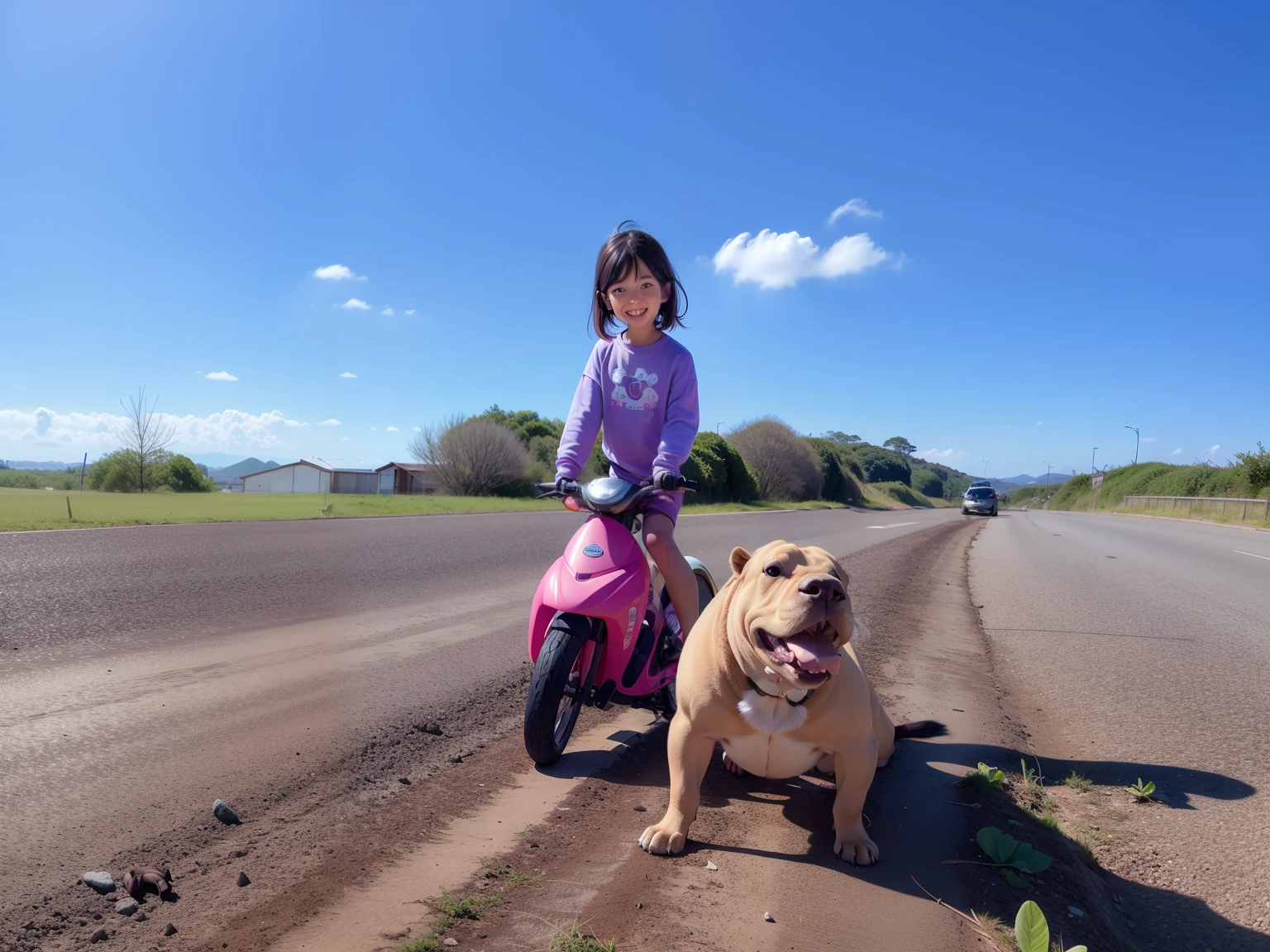 There's a little girl riding a little purple bike with a dog, Tomado com Sony Alpha 9, Andar na estrada, Tiro no iPhone 1 3 Pro Max, andar de bicicleta, pilotando uma motocicleta, taken with sony a7r camera, tirado no iphone 14 pro, Tiro no iPhone 1 3 Pro, riding a hippo, Tirada com Canon EOS 5 D Mark IV