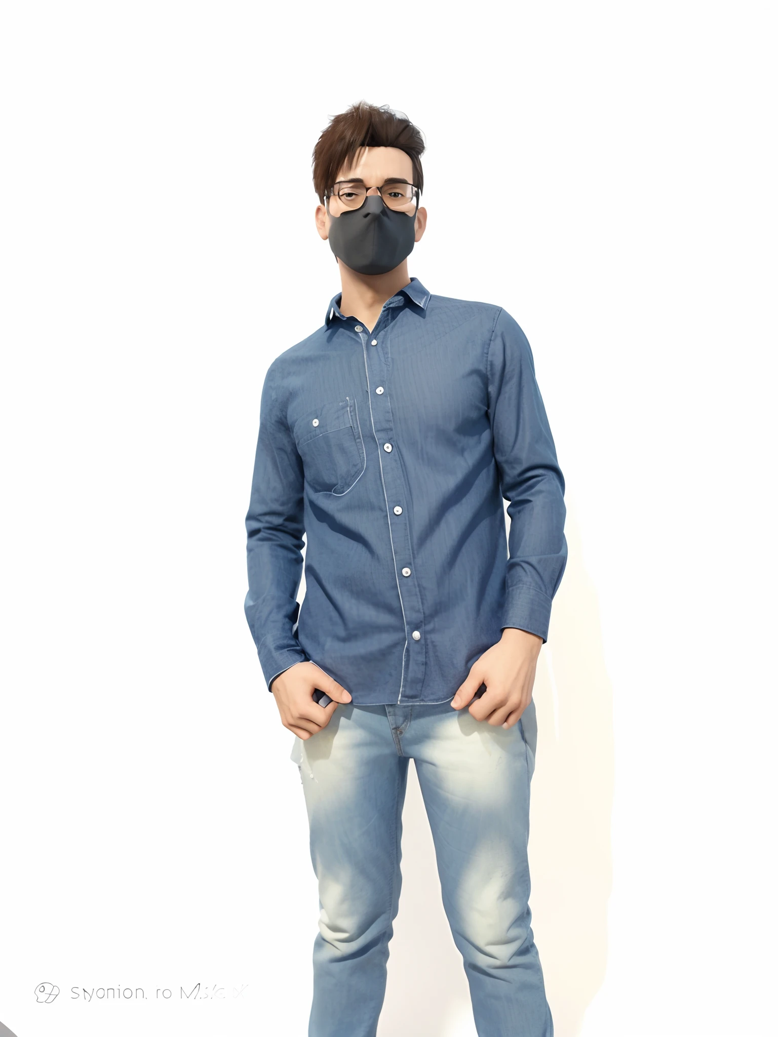 Cartoon character of a man with black glasses and a blue shirt, animation character, Caractere estilizado, animation style rendering, 3D estilizado, Arnold Maya render, 3 d render stylized, toon render keyshot, Personagem 3D, Personagem 3D, 3d rendering stylized, 3 d character render, personagem de desenho animado, Personagem de close up, Pose de personagem, (Estilo Pixar) (master part:1.2) (Bokeh) (best quality) (pele detalhada) (textura detalhada) (8k) (argila) (Cinematic lighting) (foco nítido