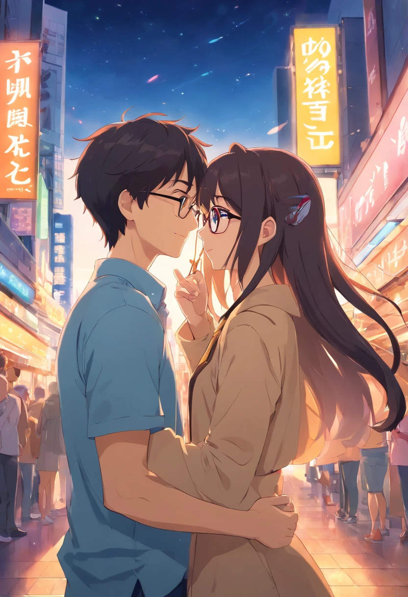 Happy Birthday Anime Couple Glasses, alta