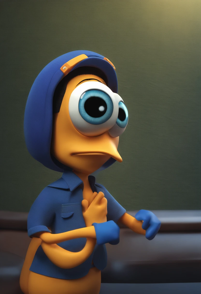 Cartoon character of a man wearing black glasses and a blue shirt, um personagem animado, Caractere estilizado, animation style rendering, 3D estilizado, Arnold Maya render, 3 d render stylized, toon render keyshot, Personagem 3D, Personagem 3D, 3d rendering stylized, 3 d character render, personagem de desenho animado, Personagem de close up, Pose de personagem, (Estilo Pixar) (master part:1.2) (Bokeh) (best quality) (pele detalhada) (textura detalhada) (8k) (argila) (Cinematic lighting) (foco nítido,Senta e vaza a parte superior do corpo