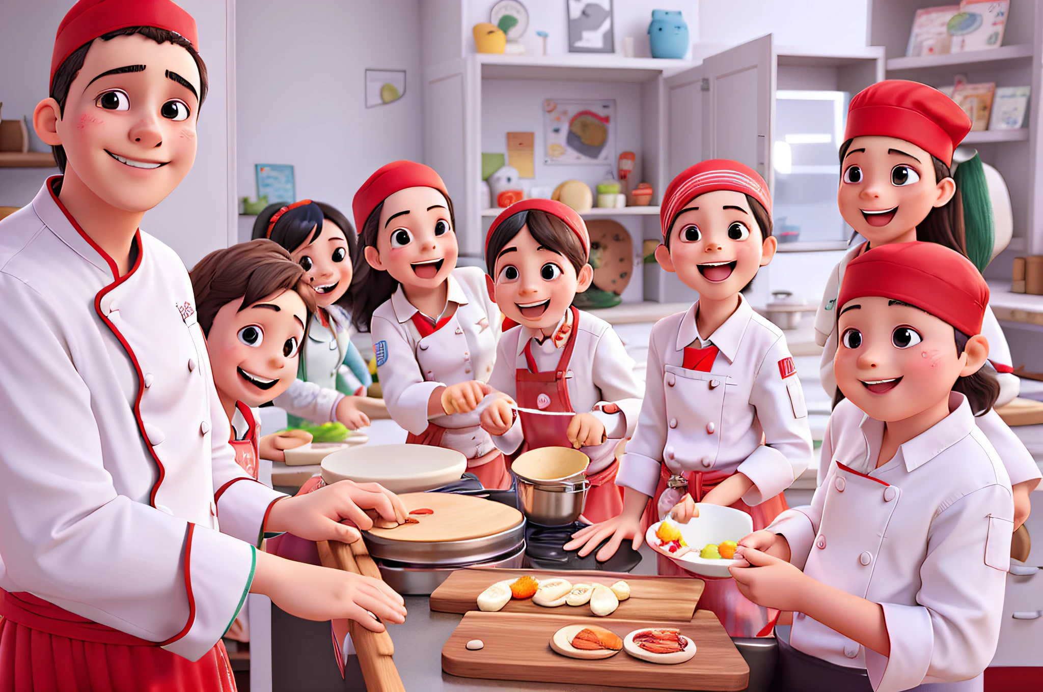 chef happy children in the kitchen