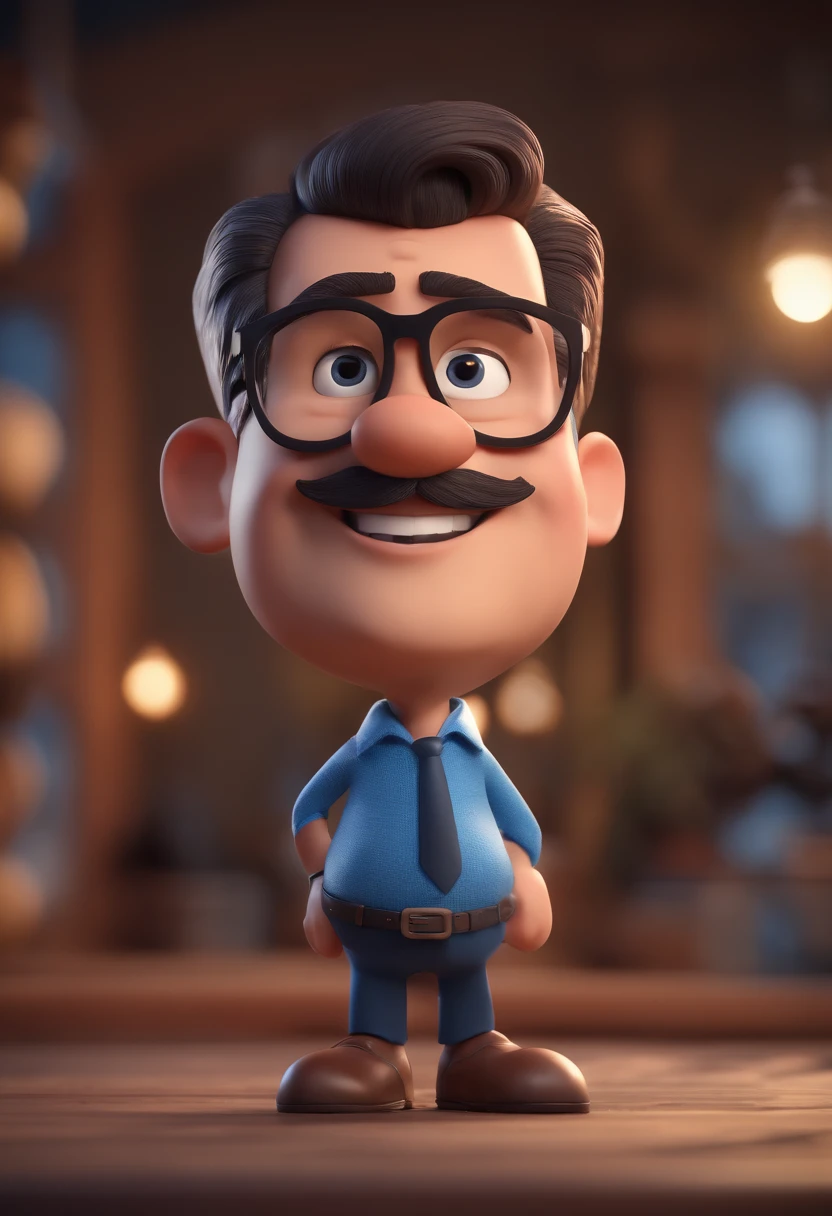 A cartoon character of a man with glasses and a mustache - SeaArt AI
