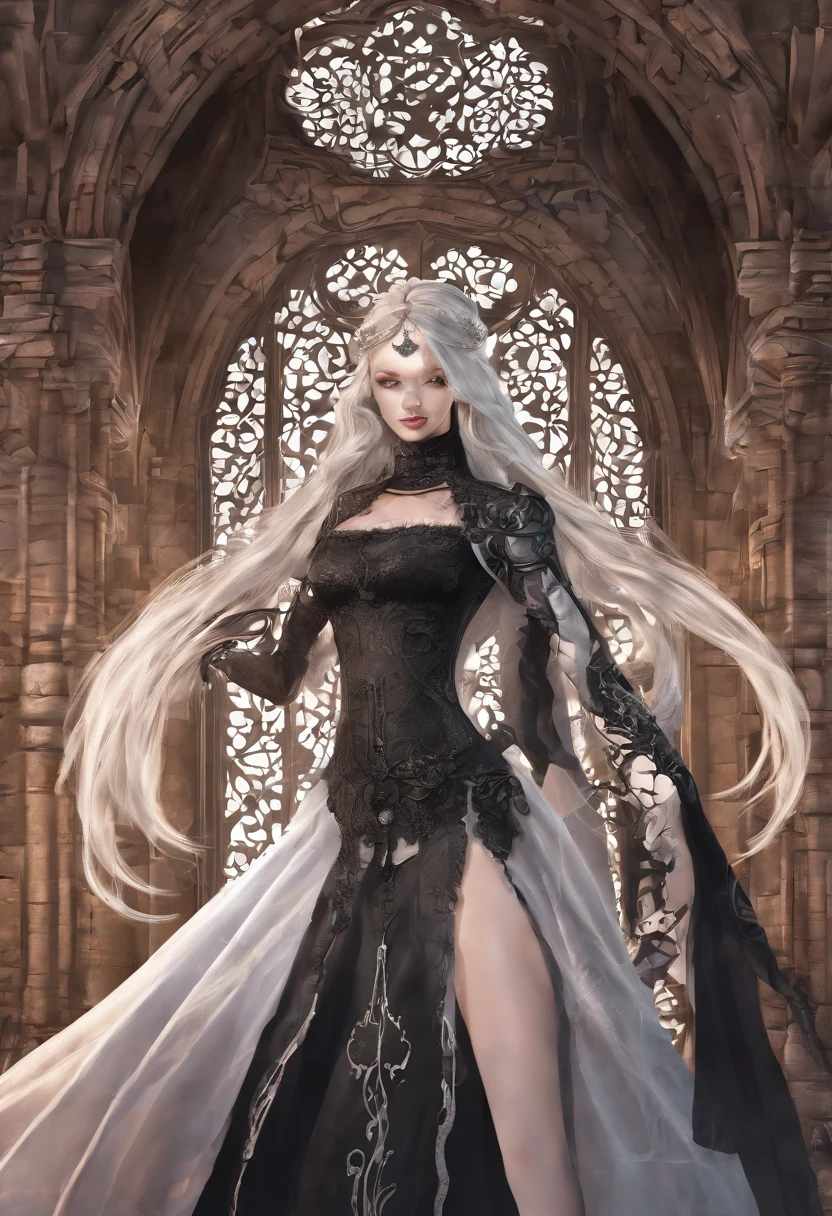 Official Art, Unity 8k wallpaper, super detailed, beautiful, beautiful, masterpiece, best quality, super detailed texture, asymmetrical aesthetics,
dark, epic, atmospheric, mysterious, taboo, art, victorian, decoration, intricate, silverwork, supernatural, costume design, lace embellishment,
1 girl, prayer, black stockings, elegant manners, conservative dress, sexy, full body composition
