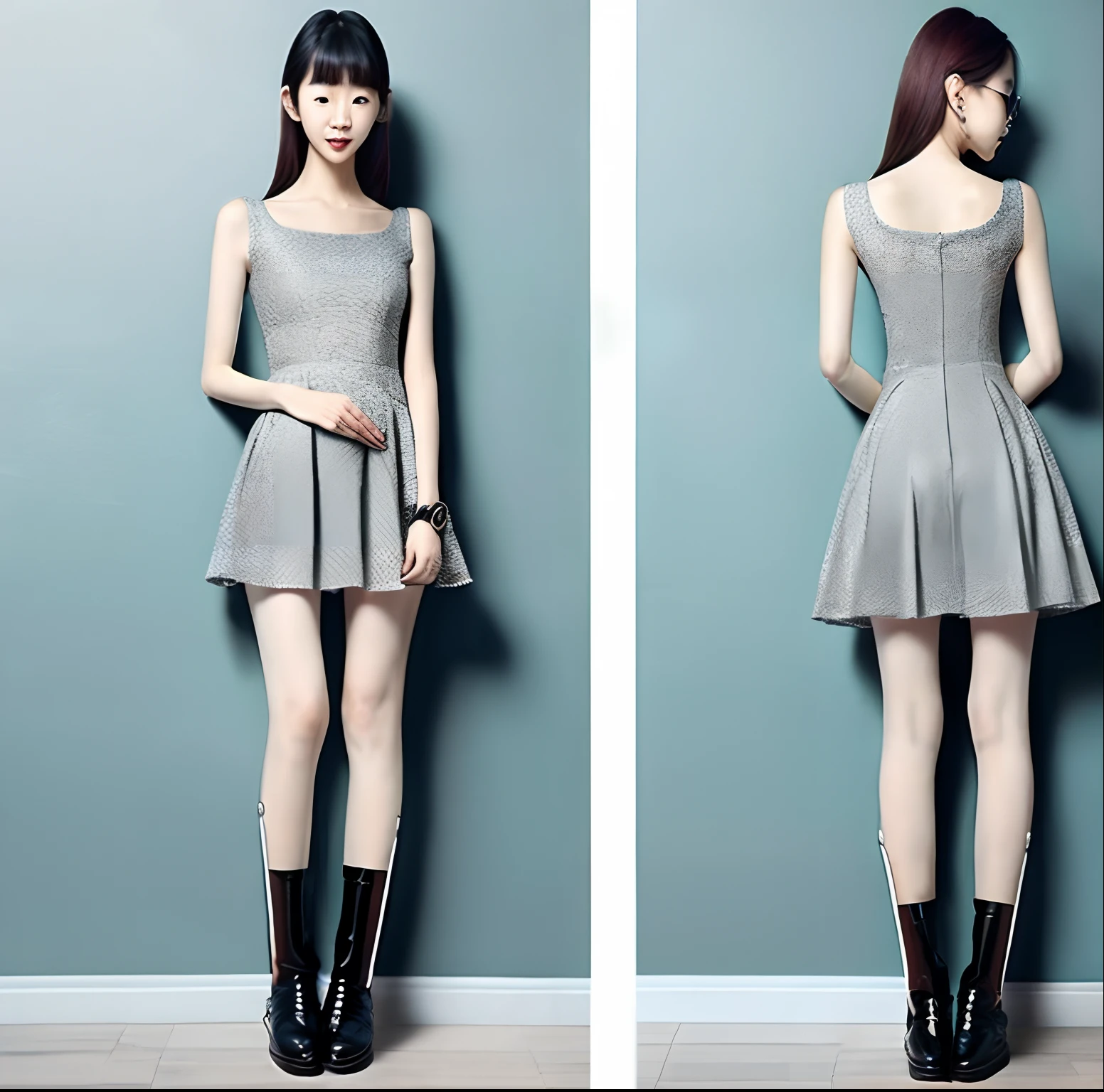 The legs are super long、cute little、woman、the whole、realisitic、Leg length ratio 5:3
