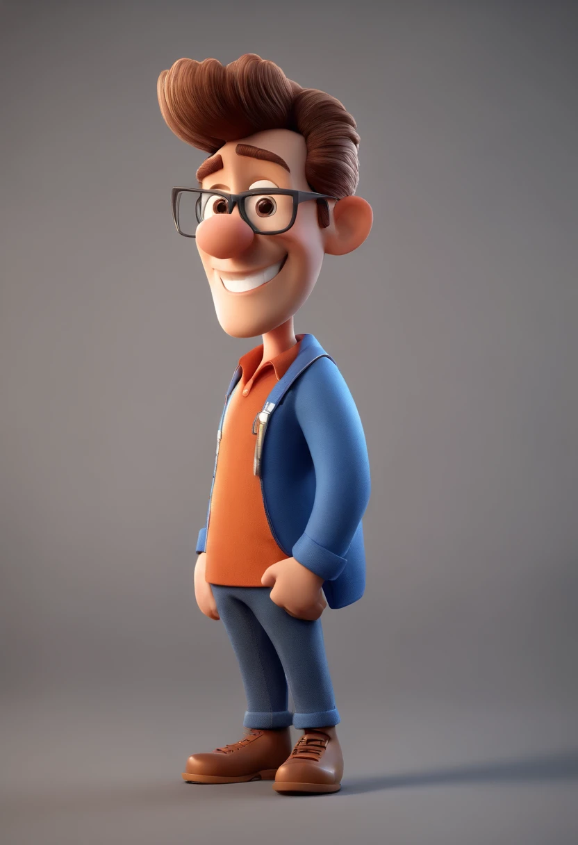 personagem dos desenhos animados de um homem com uma camisa azul, animation character, Caractere estilizado, animation style rendering, 3D estilizado, Arnold Maya render, 3 d render stylized, toon render keyshot, Personagem 3D, Personagem 3D, 3d rendering stylized, 3 d character render, personagem de desenho animado, Personagem de close up, Pose de personagem, (Estilo Pixar) (master part:1.2) (Bokeh) (best quality) (pele detalhada) (textura detalhada) (8k) (argila) (Cinematic lighting) (foco nítido