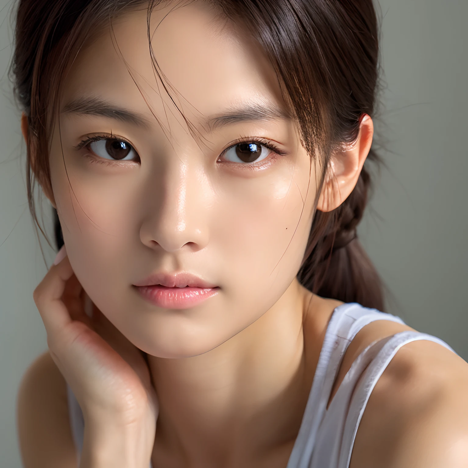 ((highest quality)), ((masterpiece)), (be familiar with), perfect face、naked、beautiful woman、woman