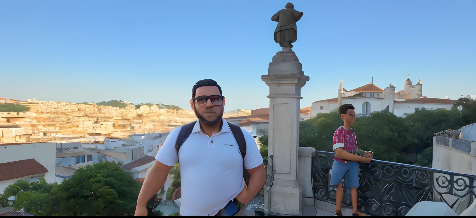 bonito pequeno historiador masculino 38 anos de idade, huge head, cebelos curto, wearing thin-framed glasses of round gold, olhos altamente detalhados , whole body view, figuras de brinqued