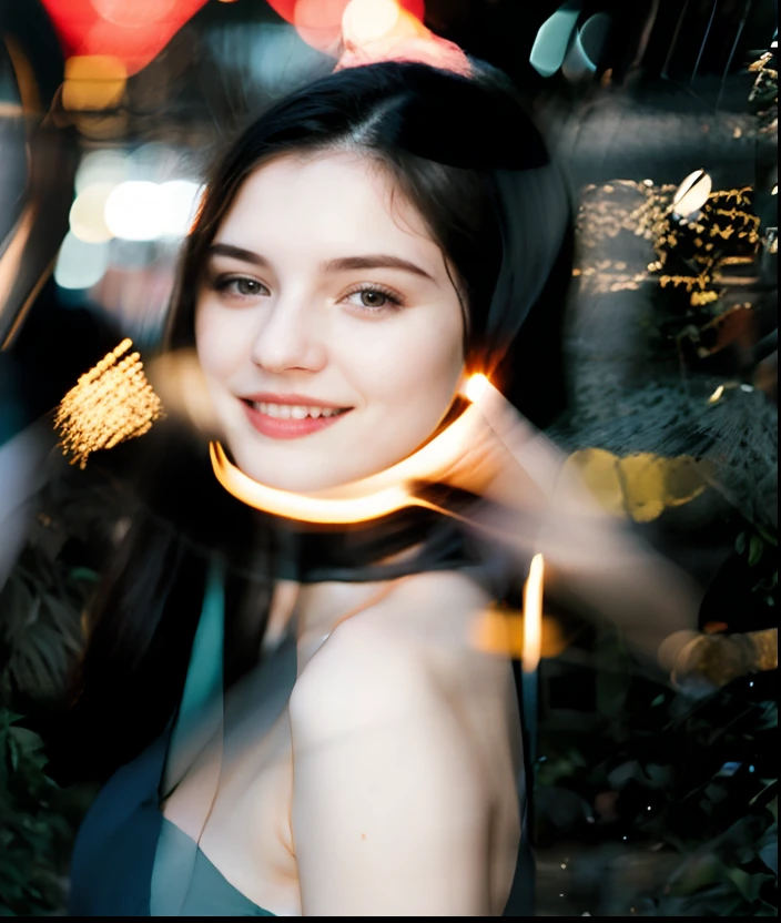 polaroid photo, night photo, photo of 24 y.o beautiful woman, pale skin, bokeh, motion blur