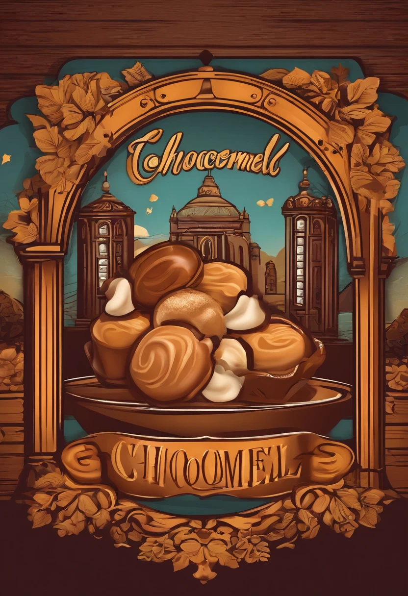 logo detalhado para doceria com nome de chocomel