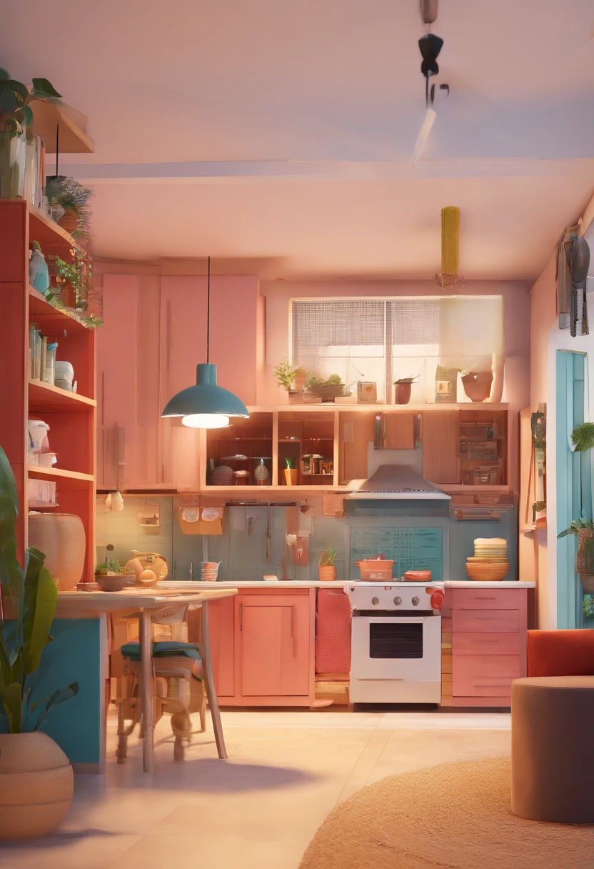 Modern and elegant furniture store cartoon,  3D Animation Movie Poster, Poster de filme animado, pixar 3 d animation style, pixar renderman rendering, maia 8 mil, animated film, Disney Pixar Estilo 3D, vendedoras felizes, all wearing black shirts and long pants, furnitures, frente de loja escrito VERO DESIGN, Disney Pixar Animation Poster