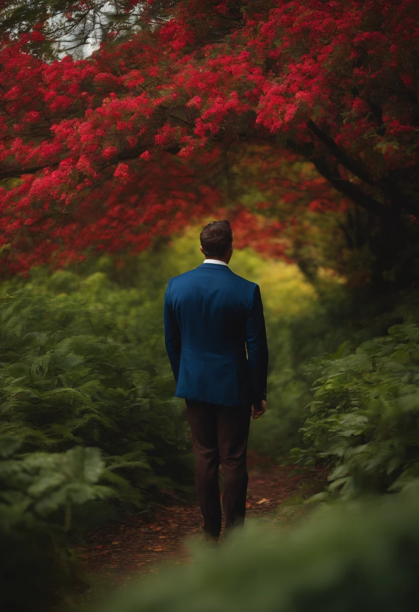 A man surrounding by nature