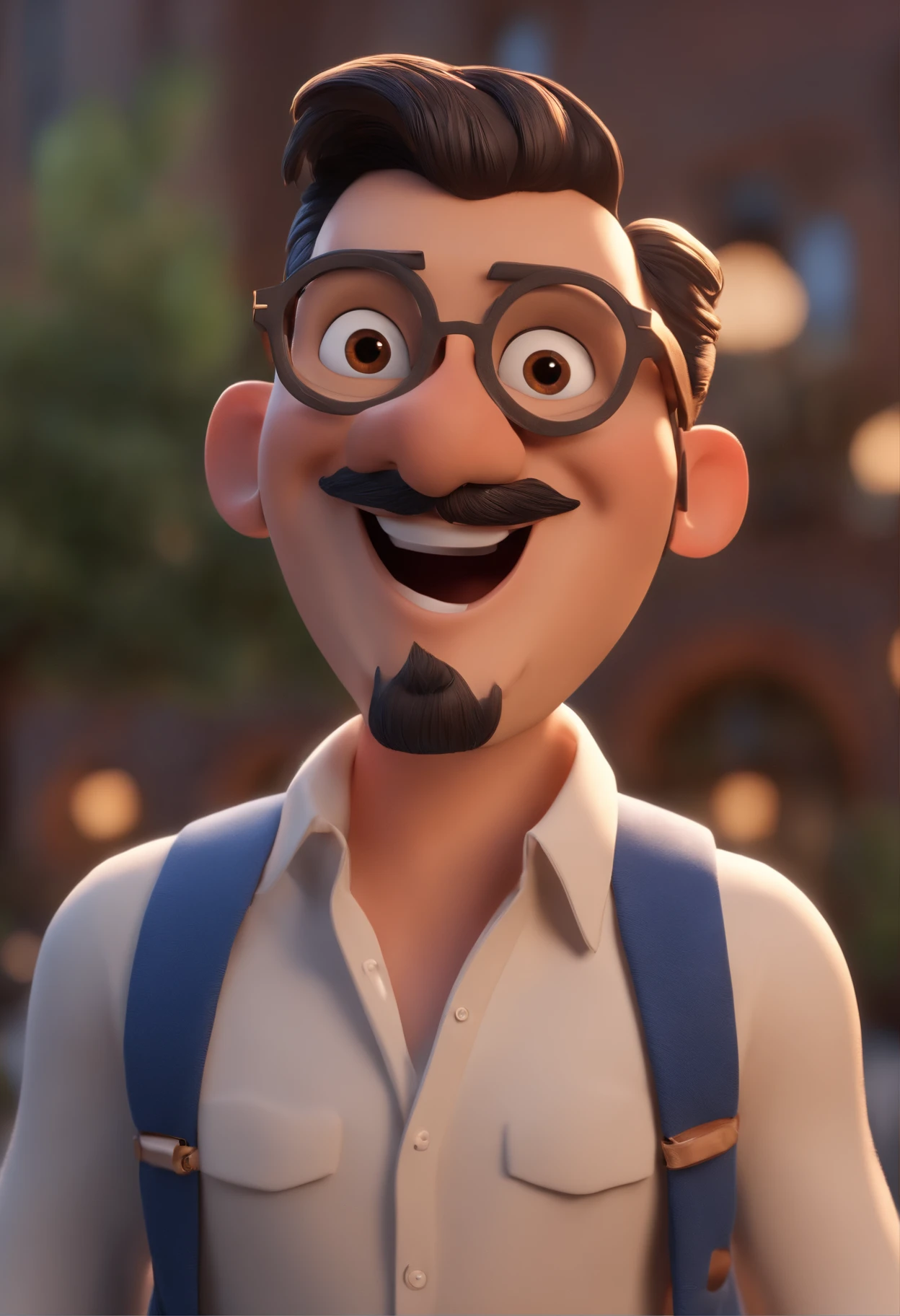 Personaje de dibujos animados de un hombre con gafas negras y una camisa azul, animation character, stylized character, Rendering animation styles, 3D estilizado, Arnold Maya render, 3D render estilizado, Toon renderizar keyshot, Personaje 3D, Personaje 3D, Renderizado 3D estilizado, Renderizado de 3 caracteres D, Personaje de dibujos animados, Personaje de primer plano, Pose del personaje,  (estilo pixar) (Pieza maestra:1.2) (Bokeh) (La mejor calidad) (Piel detallada) (Textura detallada) (8k) (arcilla) (cinematic lighting) (foco nítido