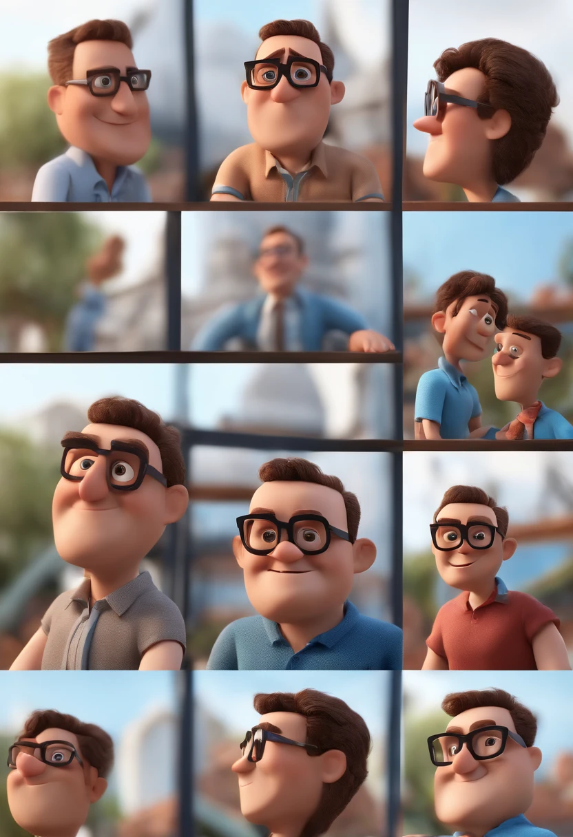 Cartoon character of a man with black glasses and a blue shirt, animation character, Caractere estilizado, animation style rendering, 3D estilizado, Arnold Maya render, 3 d render stylized, toon render keyshot, Personagem 3D, Personagem 3D, 3d rendering stylized, 3 d character render, personagem de desenho animado, Personagem de close up, Pose de personagem, (Estilo Pixar) (master part:1.2) (Bokeh) (best quality) (pele detalhada) (textura detalhada) (8k) (argila) (Cinematic lighting) (foco nítido