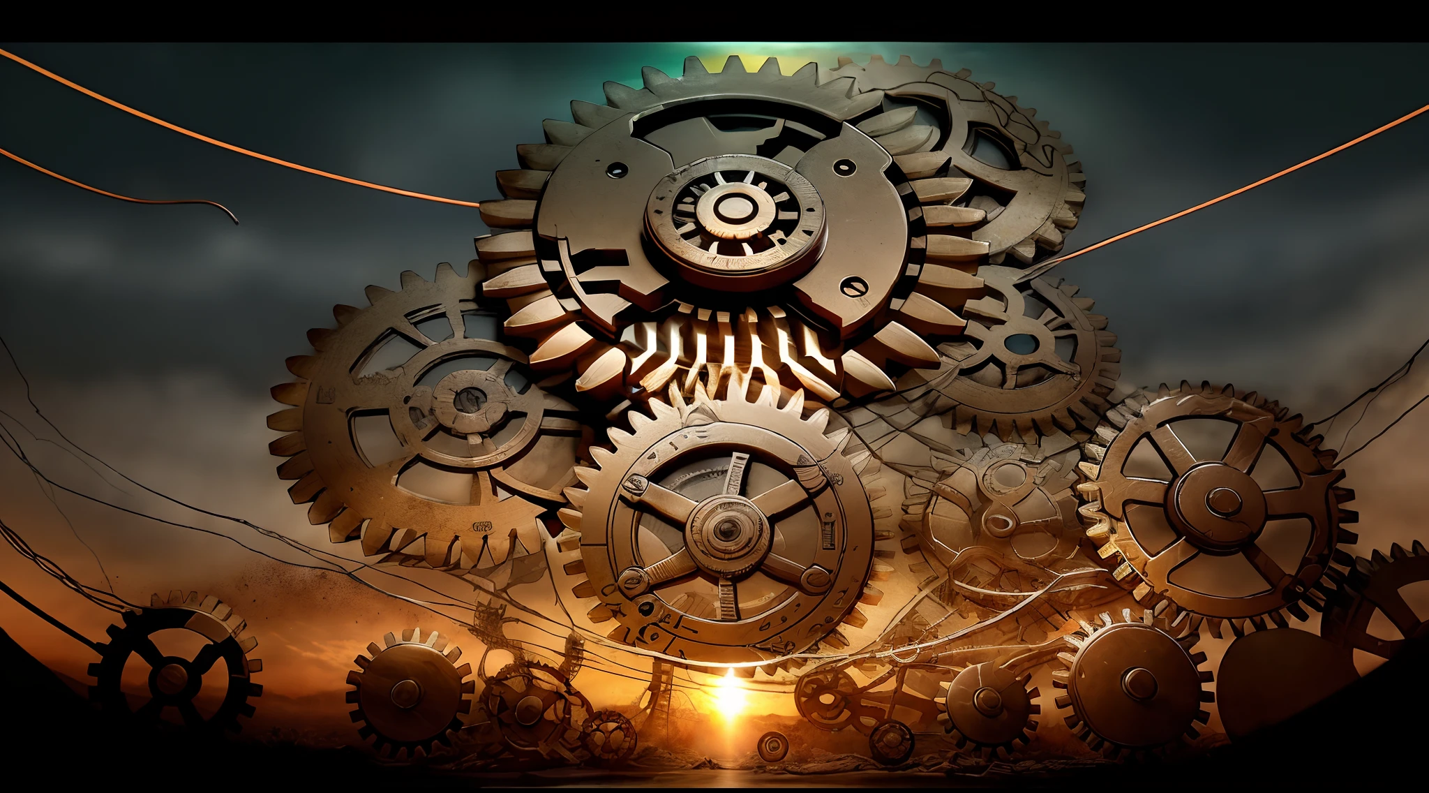 (((network of gears relied by wire))), BREAK,((steampunk)), mechanical biological (((tempest))), surgery, falling (((gears))), data, steam