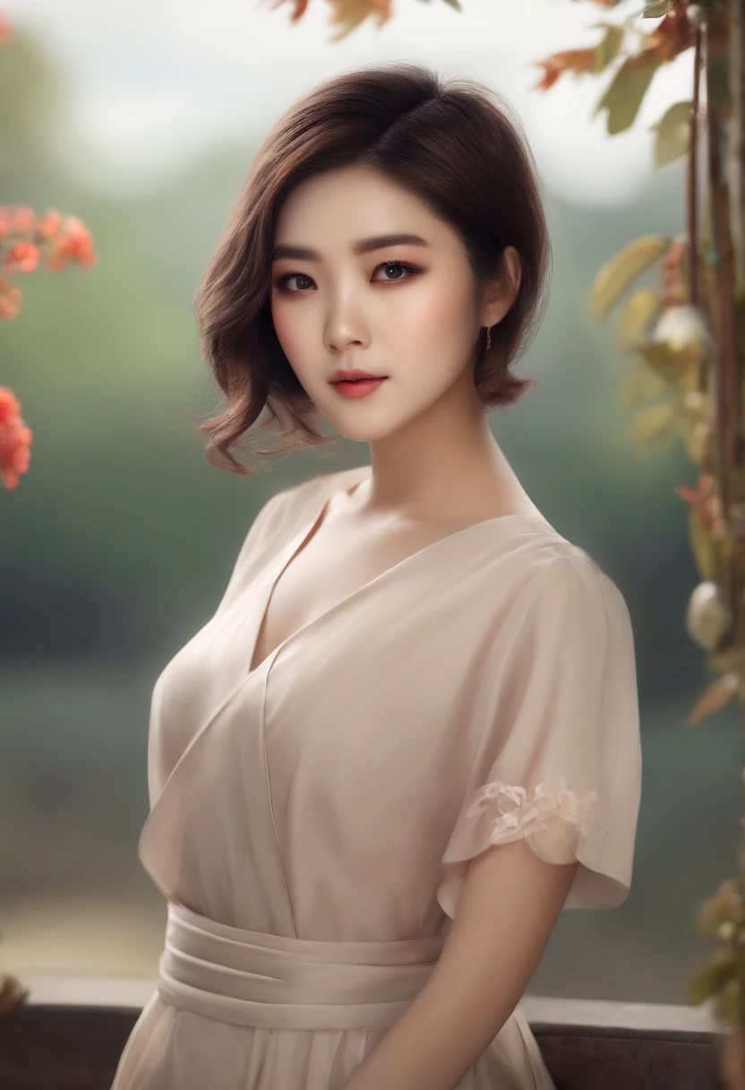 female pervert,short detailed hair,with a round face,largeeyes,Slightly fat,Asians