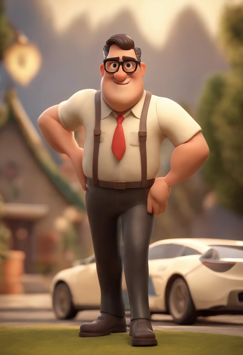 Cartoon character of a man wearing black glasses, um personagem animado, Caractere estilizado, animation style rendering, 3D estilizado, Arnold Maya render, 3 d render stylized, toon render keyshot, Personagem 3D, Personagem 3D, 3d rendering stylized, 3 d character render, personagem de desenho animado, Personagem de close up, Pose de personagem, (Estilo Pixar) (master part:1.2) (Bokeh) (best quality) (pele detalhada) (textura detalhada) (8k) (argila) (Cinematic lighting) (foco nítido,Senta e vaza a parte superior do corpo. Naked man, big penis, (nsfw:1.5)