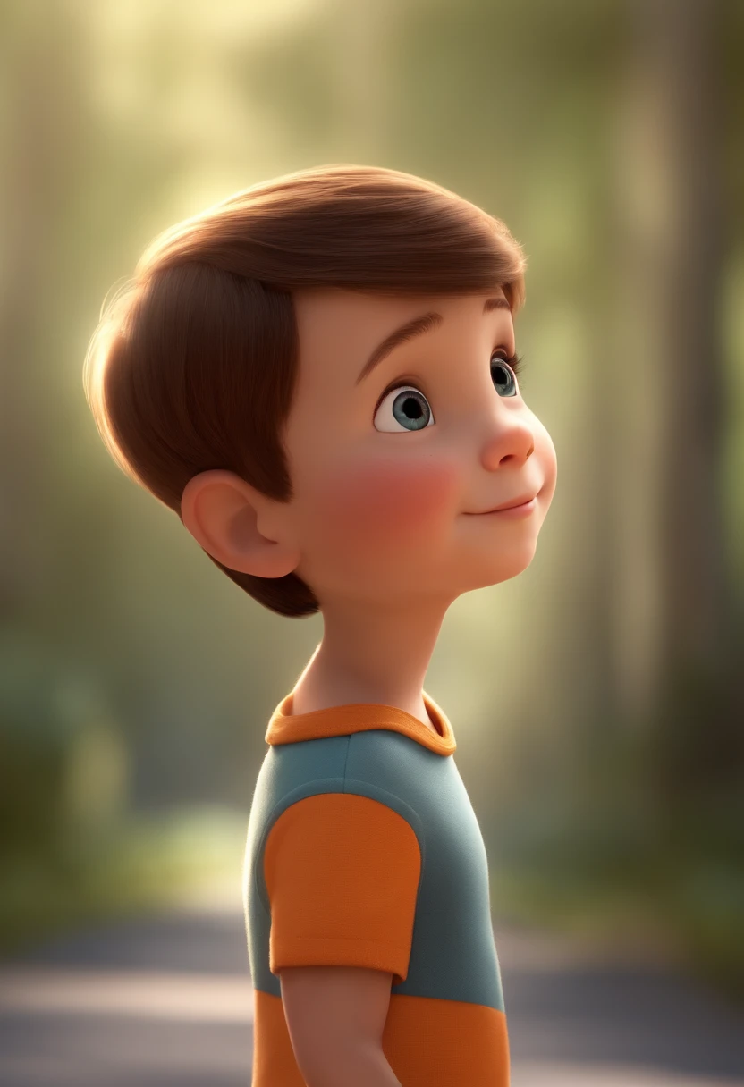 a happy cute standing short hair, vestindo uma fantasia espacial, , fundo branco, barnet, Tom, Estilo Pixar, ....3d, desenhos animados, rosto detalhado, asymmetrical 16k